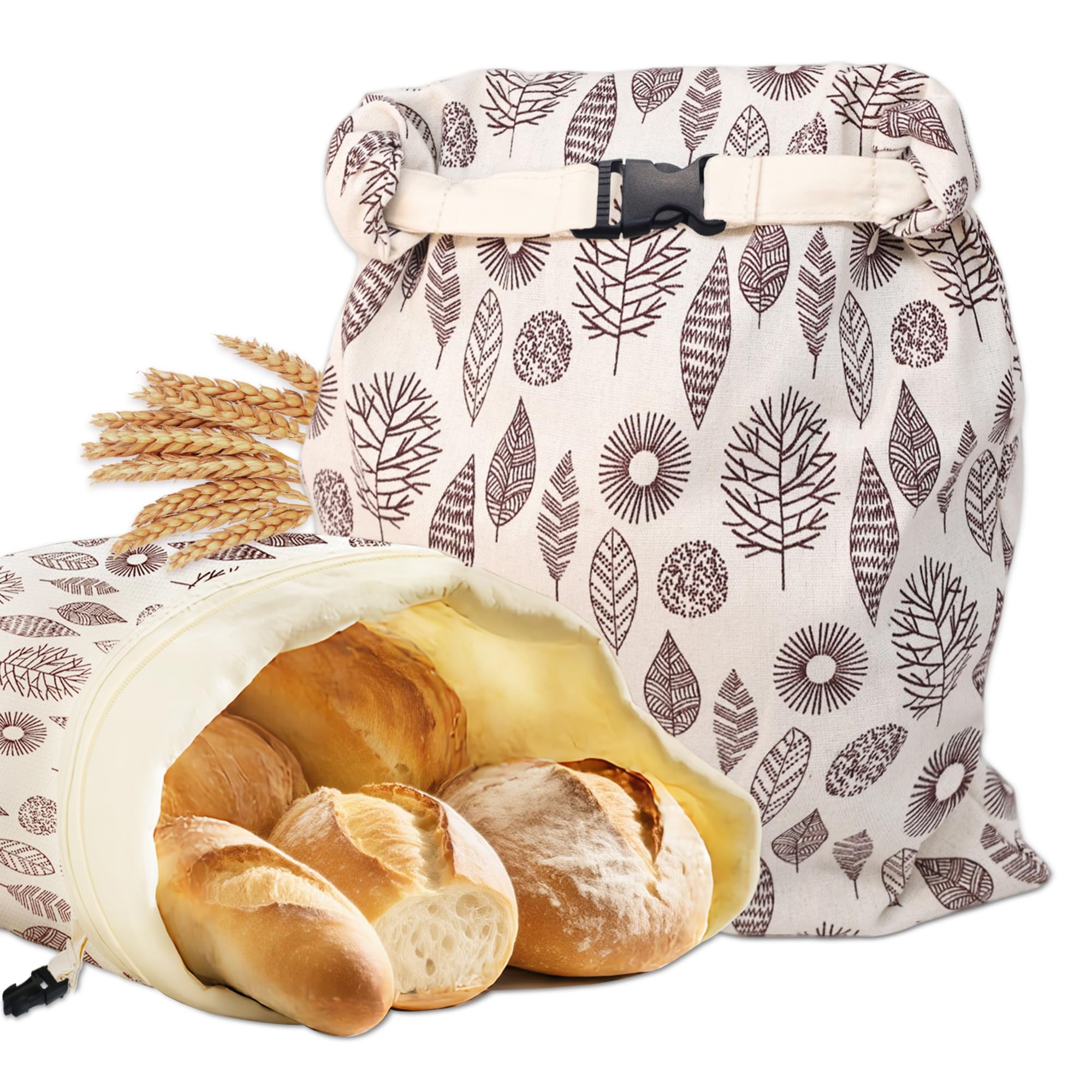 OHIYO Reusable Beeswax Bread Bags for Freezer & Refrigerator, 17"×13" Natural Beeswax-Lined Cotton Storage Bags Airtight Freshness Keeper for Homemade, Bakery Essentials (2 Pack)