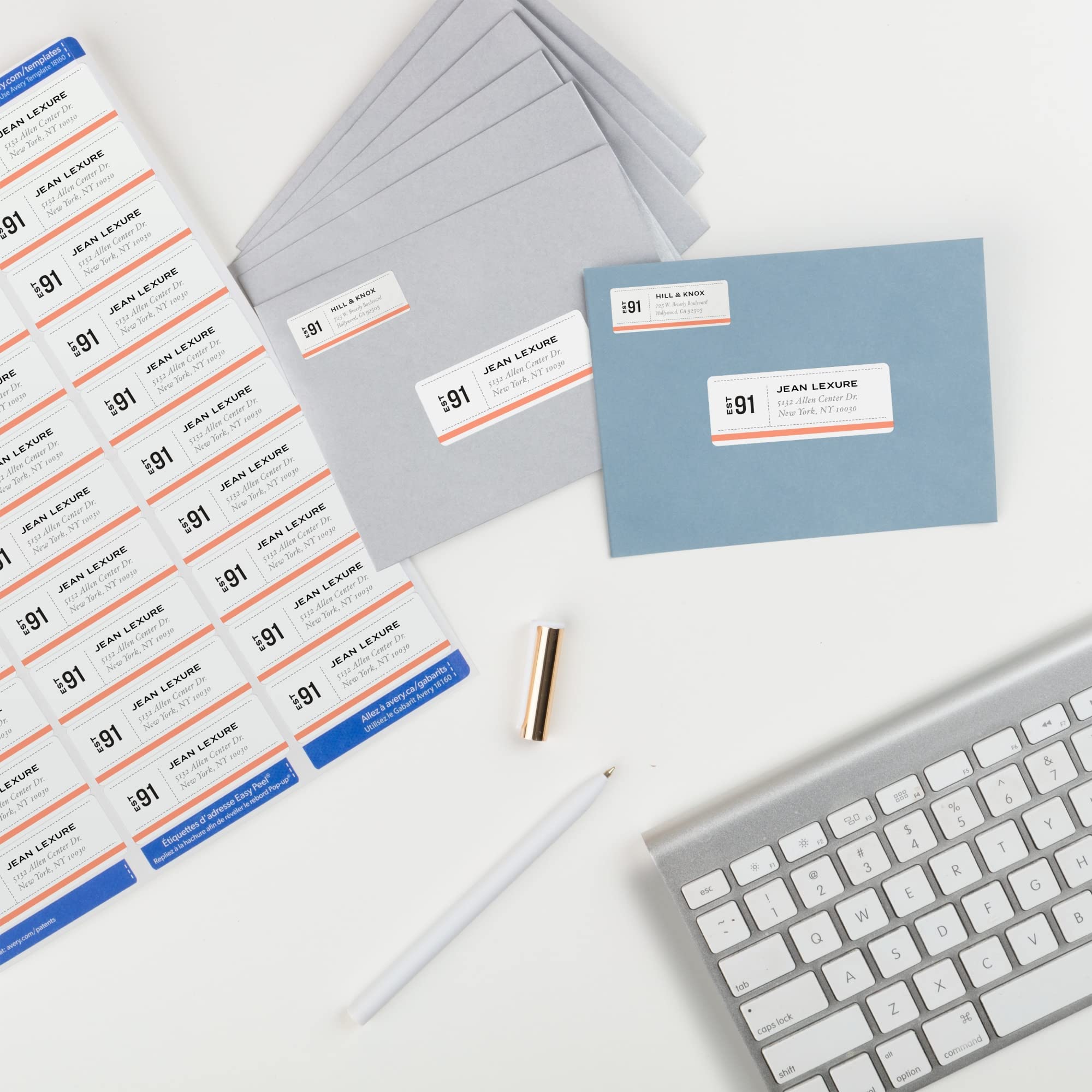 Avery Easy Peel Printable Address Labels with Sure Feed, 1" x 2-5/8" Customizable Stickers, White, 300 Blank Mailing Labels, Great for Mailing, Shipping, and More (18160)