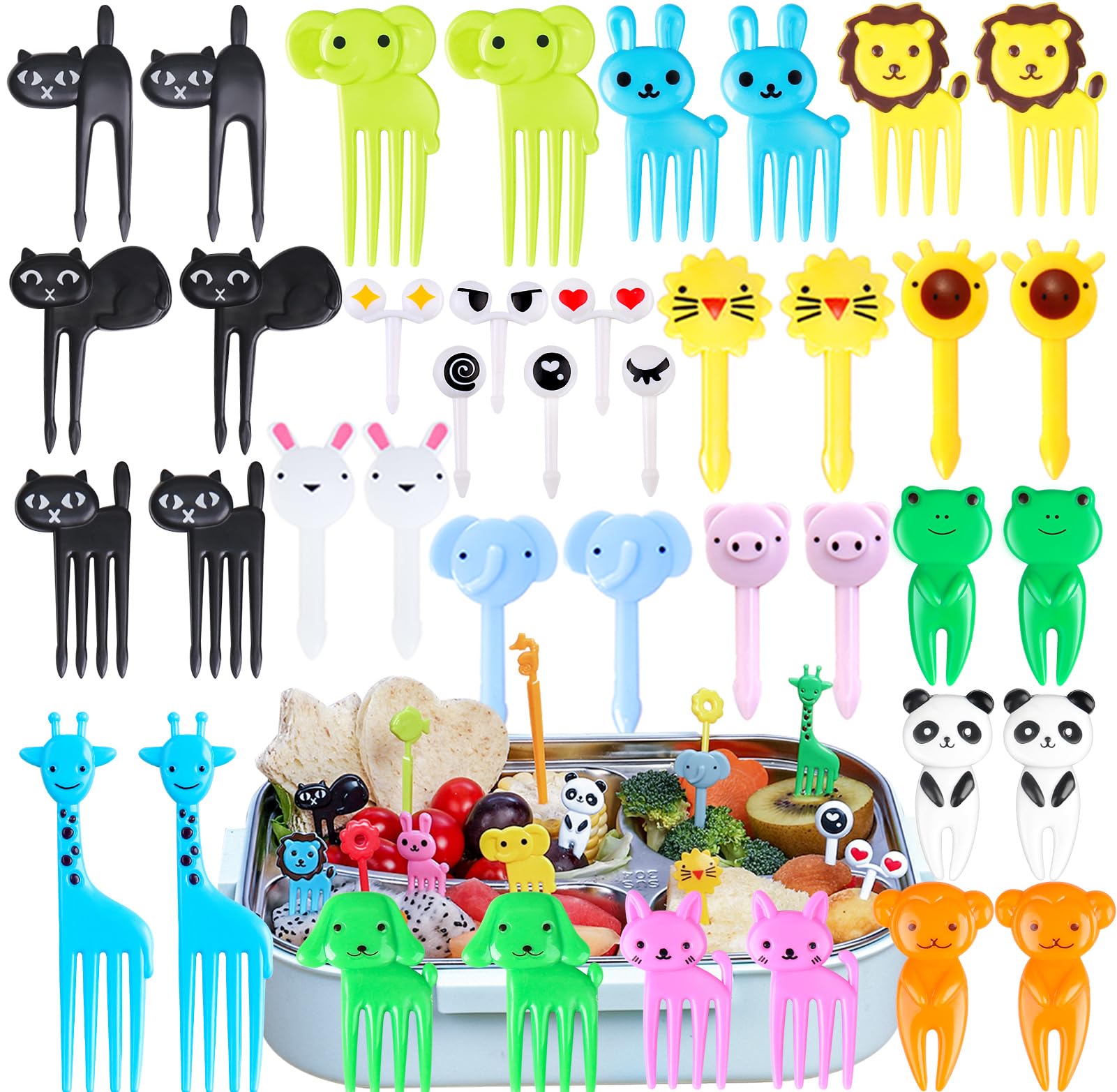 150 Pcs Animal Food Picks for Kids, Vicuna R Fun Kids Food Picks for Bento Box Accessories, Reusable Toddler Fruit Toothpicks, Cute Kids Lunch Accessories for Picky Eater BPA-Free