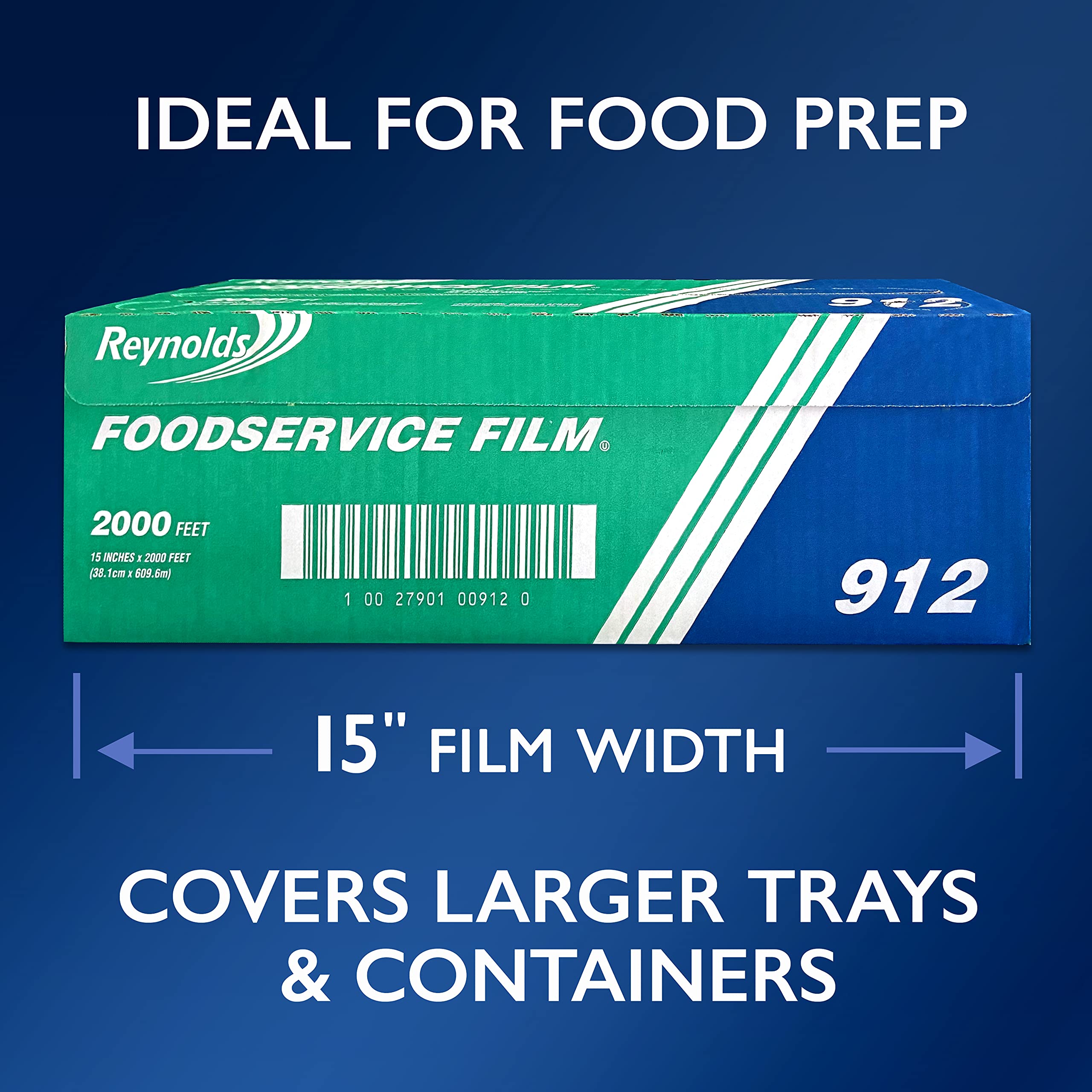 Reynolds 912 Foodservice Clear Plastic Wrap Film, 15 inch Width, 2000 Feet
