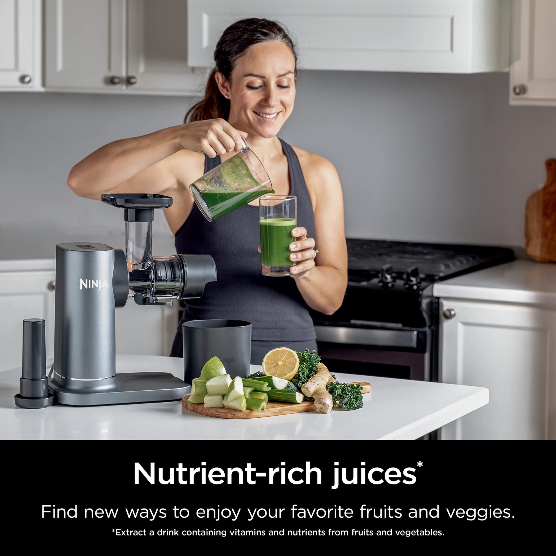 Ninja NeverClog Cold Press Juicer, Powerful Slow Juicer with Total Pulp Control, Countertop, Electric, 2 Pulp Functions, Dishwasher Safe, 2nd Generation, Charcoal, JC151