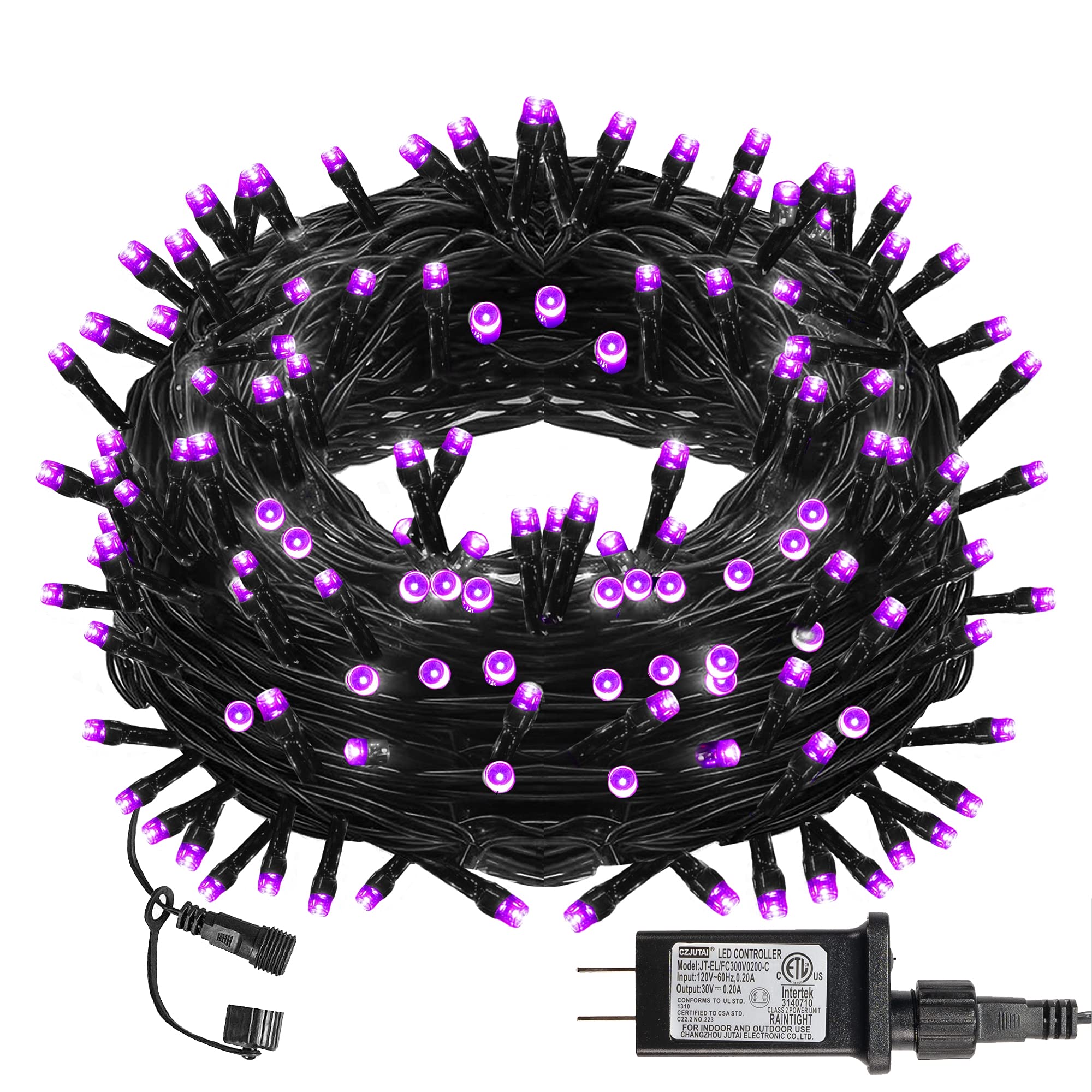 DAZZLE BRIGHT Halloween 300 LED String Lights, 100FT Connectable String Lights with 8 Lighting Modes, Halloween Decorations for Party Carnival Supplies, Indoor Outdoor Yard Garden Decor (Purple)