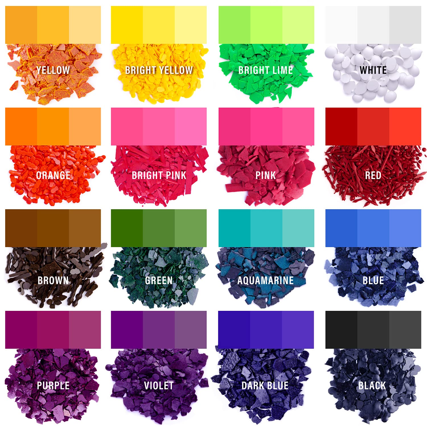 Candle Wax Dye for Soy Candle Making - 16 Popular Candle Dye Coloring Chips - Premium Candle Wax Coloring - Highly Concentrated Candle Chips Colors