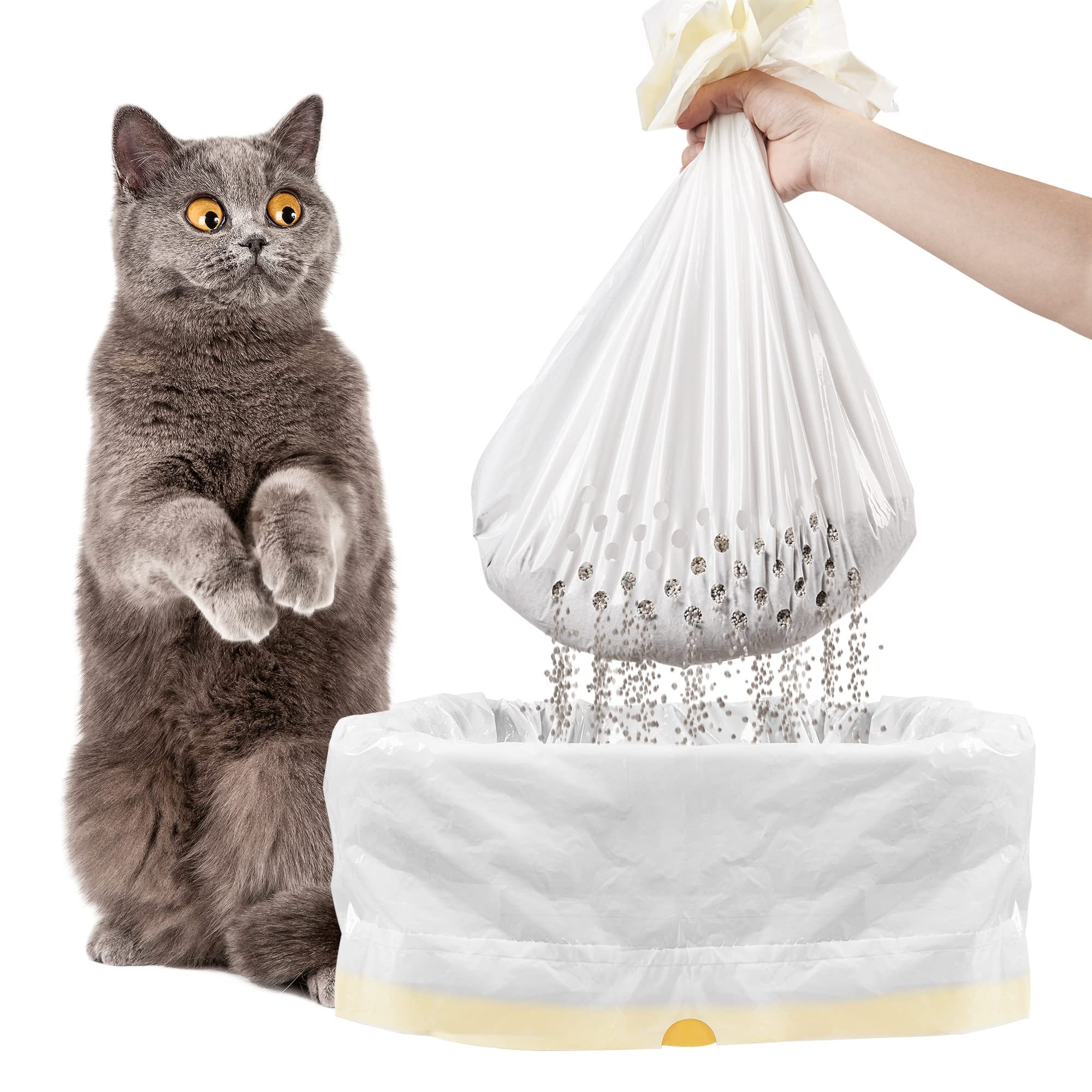 ADDPETS أكياس بطانات صندوق فضلات القطط سعة 14 قطعة، أكياس فضلات القطط كبيرة الحجم برباط تناسب جميع صناديق فضلات القطط، منتجات القطط
