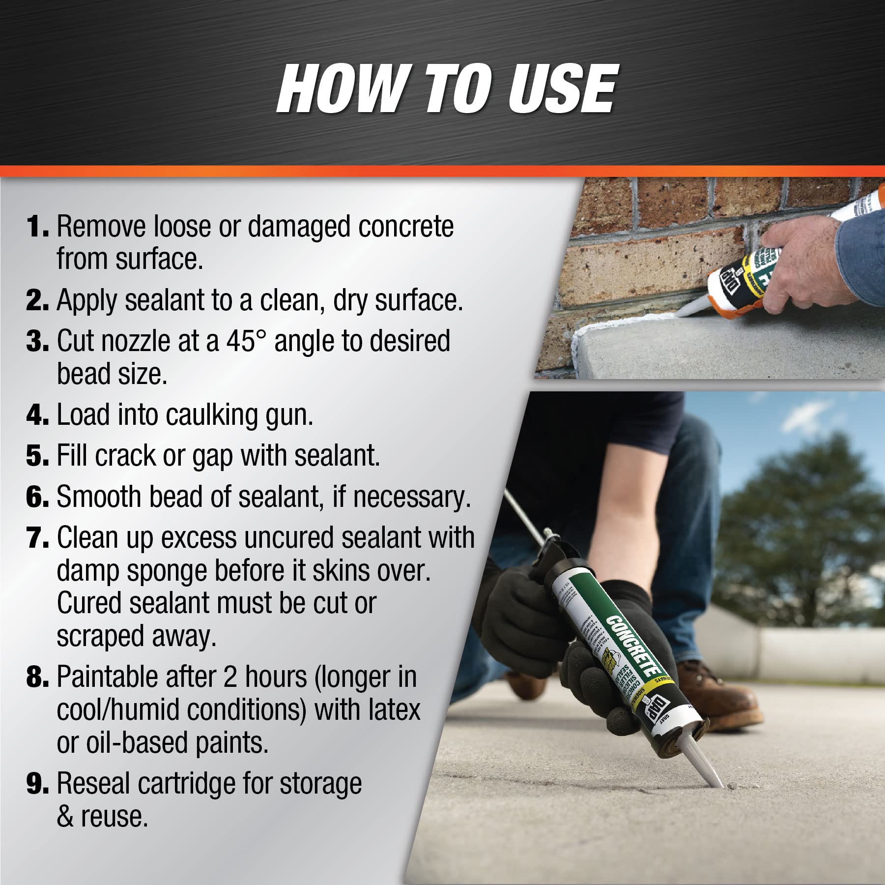 DAP Concrete and Mortar Filler and Sealant, Gray, 10.1 Oz (7079818096)