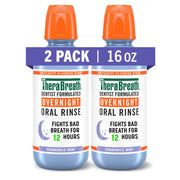 TheraBreath Overnight Mouthwash, Fights Bad Breath for 12 Hours, Chamomile Mint Flavor, Dentist Formulated, Fluoride Rinse, Alcohol Free, 16 fl oz (Pack of 2)