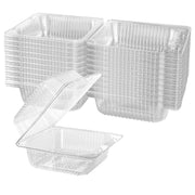 50 Count Clear Plastic Hinged Take Out Containers Clamshell Takeout Tray Food Clamshell Containers Outside Diameter for Dessert, Snacksetc, Cakes Slice, Cookies, Salads
