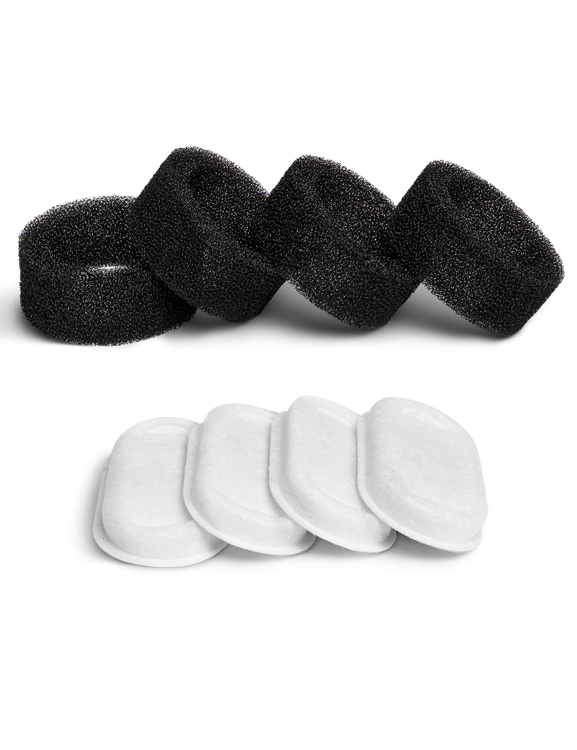 PETLIBRO 4 Pack Replacement Filters for Stainless Steel Cat Water Fountain PLWF003 / PLWF006, Adjustable Water Flow Pet Fountain, Super Quiet Dog Water Dispenser