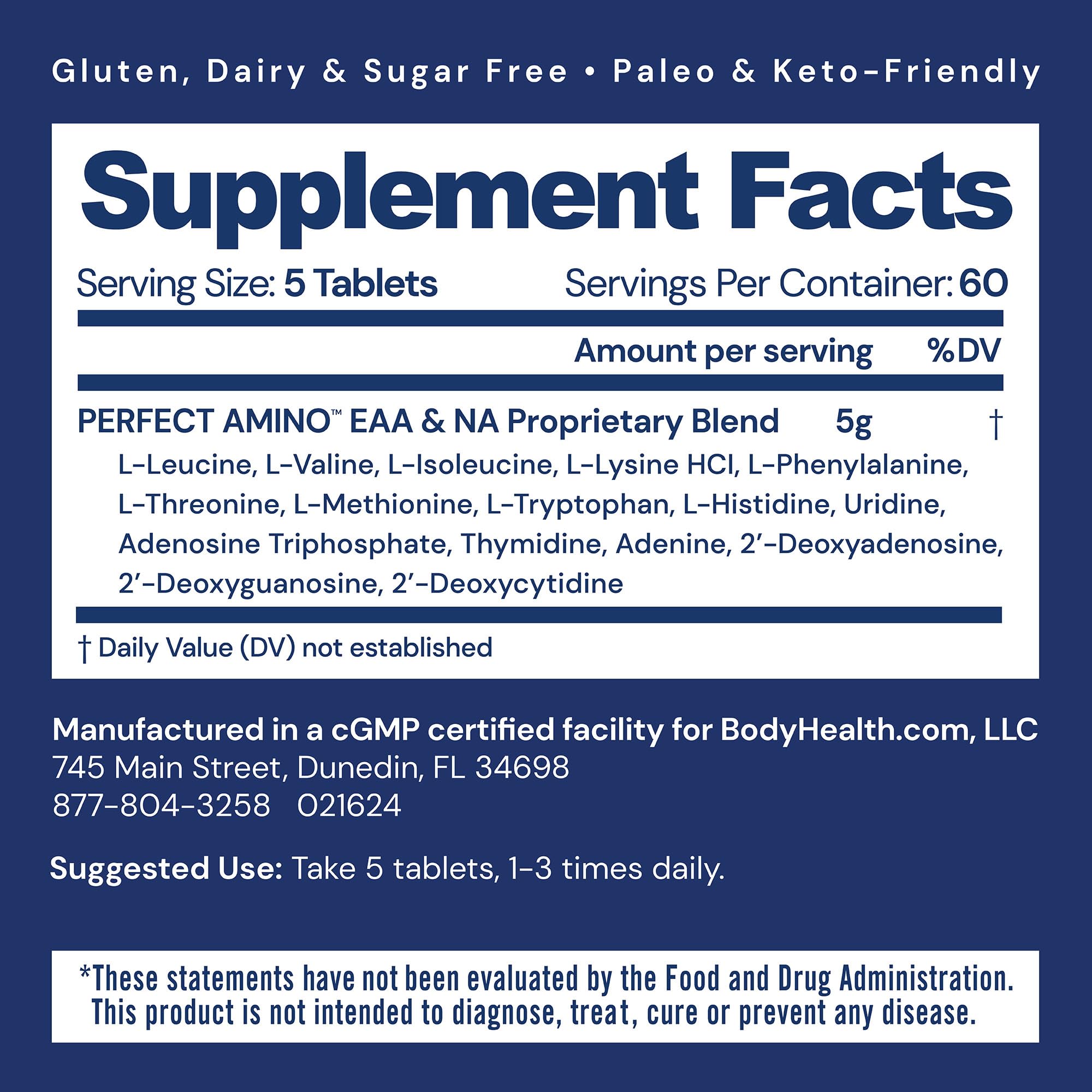 BodyHealth PerfectAmino (300 Tablets) Essential Amino Acid Supplement with BCAA and EAA, Muscle Recovery, Boost Energy & Stamina, 99% Utilization, Vegan Branched Chain Protein Pre/Post Workout