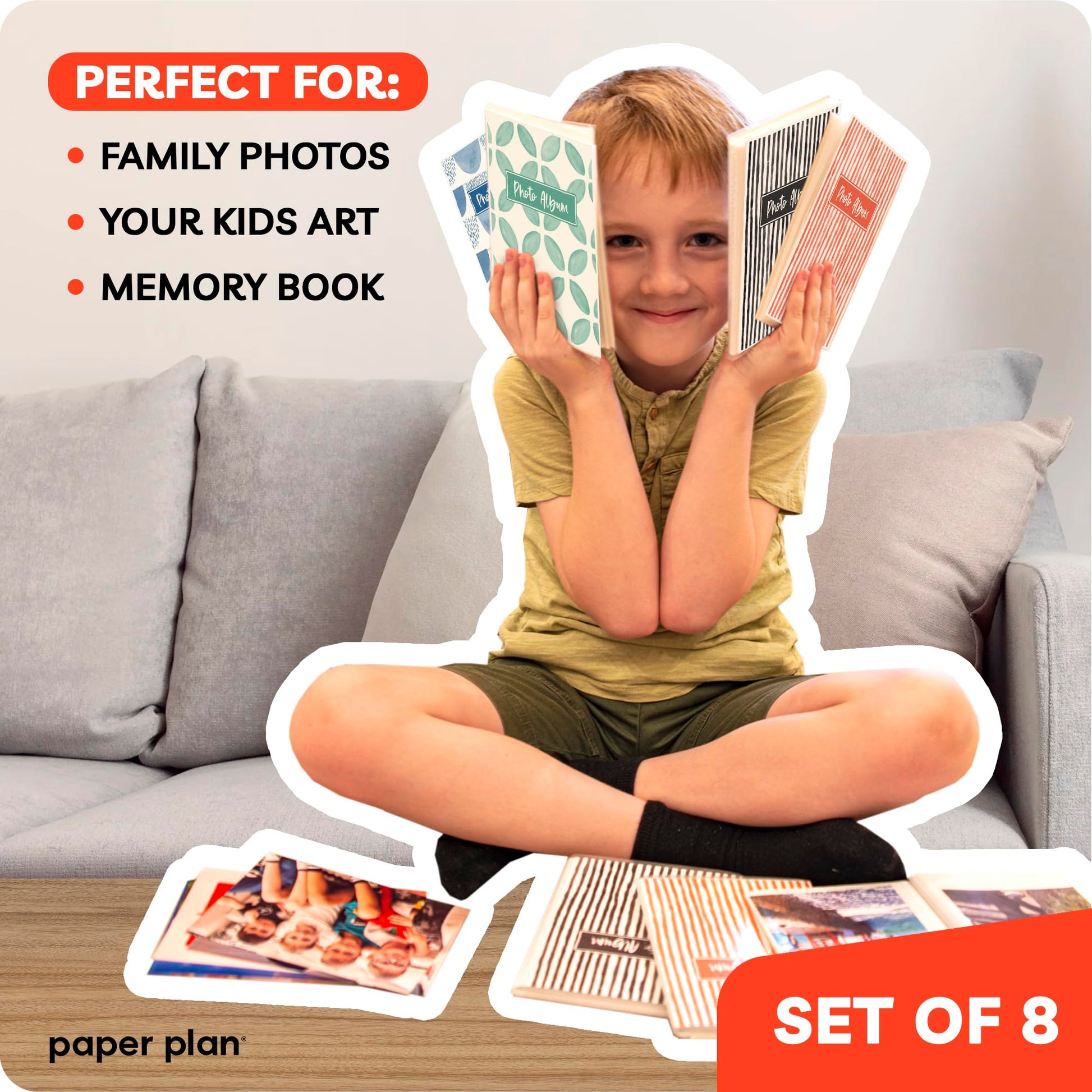 Photo Albums for 4x6 Pictures - (Set of 8), by Paper Plan, Mini Albums, Each Can Hold Up To 36 Photos, Works With Portrait and Landscape Pictures - Perfect for Storing Beautiful Memories