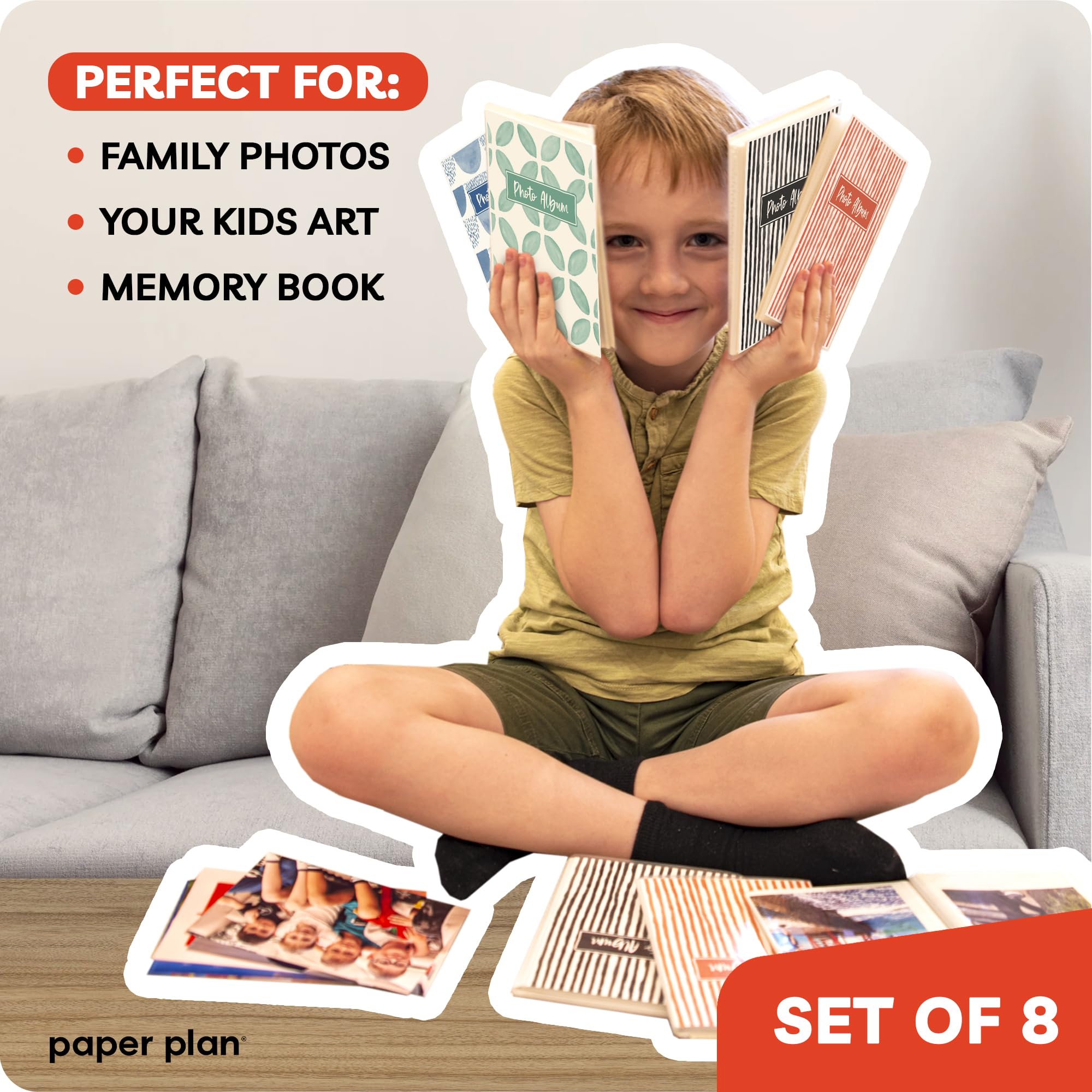 Photo Albums for 4x6 Pictures - (Set of 8), by Paper Plan, Mini Albums, Each Can Hold Up To 36 Photos, Works With Portrait and Landscape Pictures - Perfect for Storing Beautiful Memories