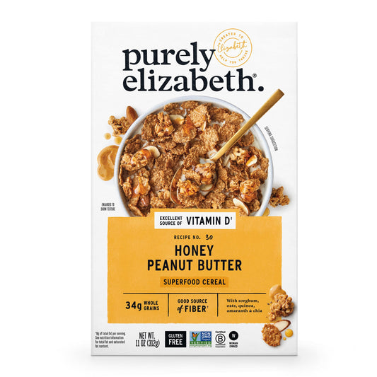 Purely Elizabeth, Honey Peanut Butter, Superfood Cereal with Vitamin D (1 Box, 11oz), 6g Fiber