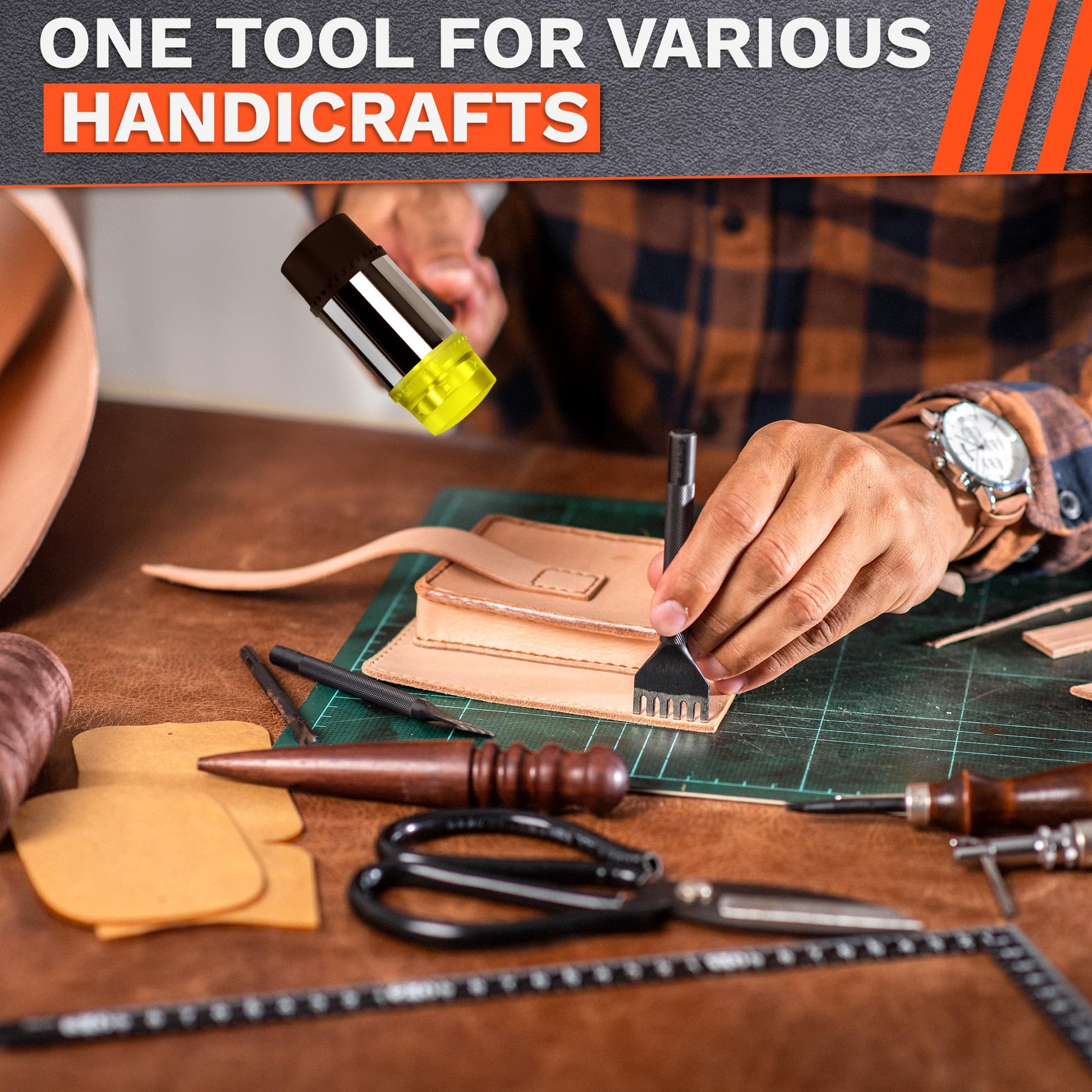 Small Rubber Mallet Hammer – 25 mm Lightweight Double-Sided Rubber and Plastic Head | Non-Slip Ergonomic Grip | Durable, Scratch-Free Tool for Jewelry Making, Crafting, Furniture Assembly, and Repairs