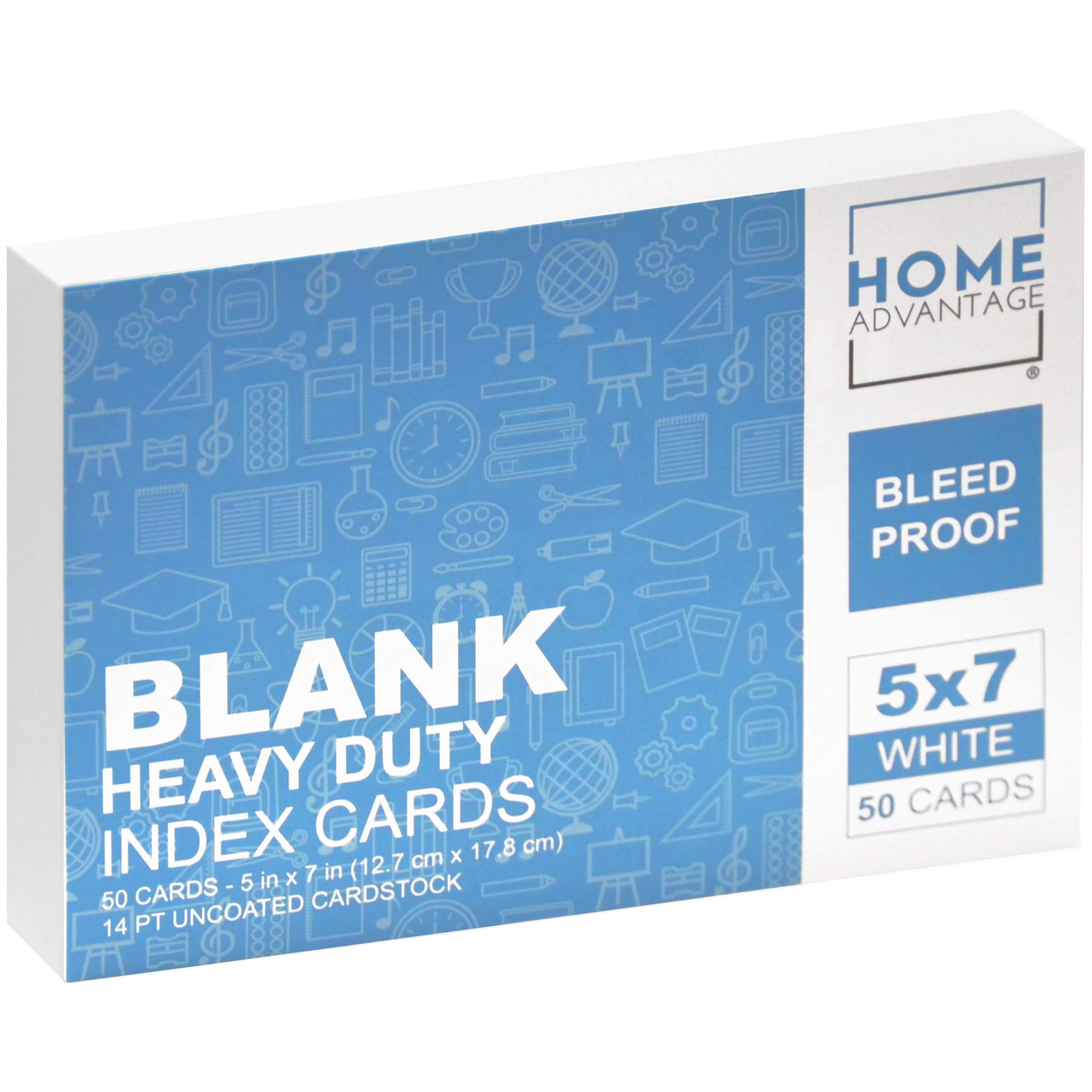 Home Advantage 5x7 Blank Index Cards - Our 50 Pack of Blank Notecards Use Heavy Duty Cardstock to Make Them Bleed Proof - These Plain Index Cards Make Perfect Blank Flashcards & Blank Note Cards
