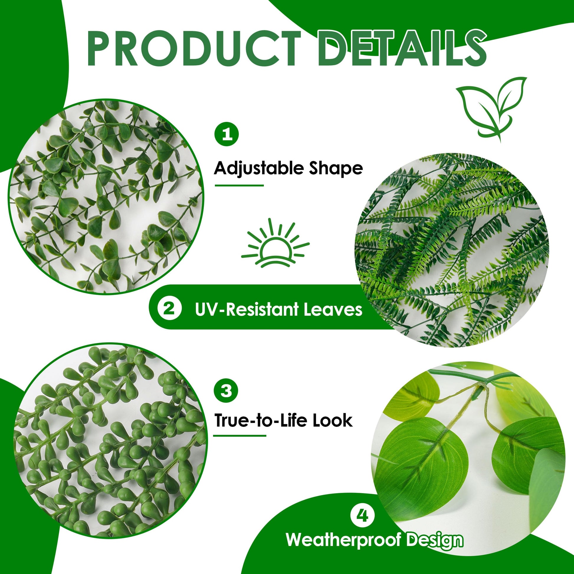 Der Rose 4Pcs Fake Plants Hanging Artificial Ivy Vine Faux Eucalyptus Hanging Plants, Boston Fern, String of Pearls for Living Room Bedroom Boho Wall Shelf Indoor Outdoor Decor