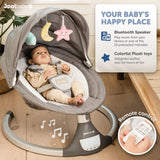 Nova Baby Swing for Newborns - Electric Motorized Infant Swing, Bluetooth Music, 10 Preset Melodies, Remote (2024 Model) - Jool Baby (Gray)