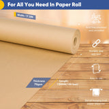 Vanhench Brown Wrapping Paper, Craft Paper, Kraft Paper 17.5"x 1200"(100'), Gift Wrapping Bulletin Board Arts & Crafts, Bouquet Flower Table Covering Poster Packing Shipping Moving Supplies 70GSM 50LB