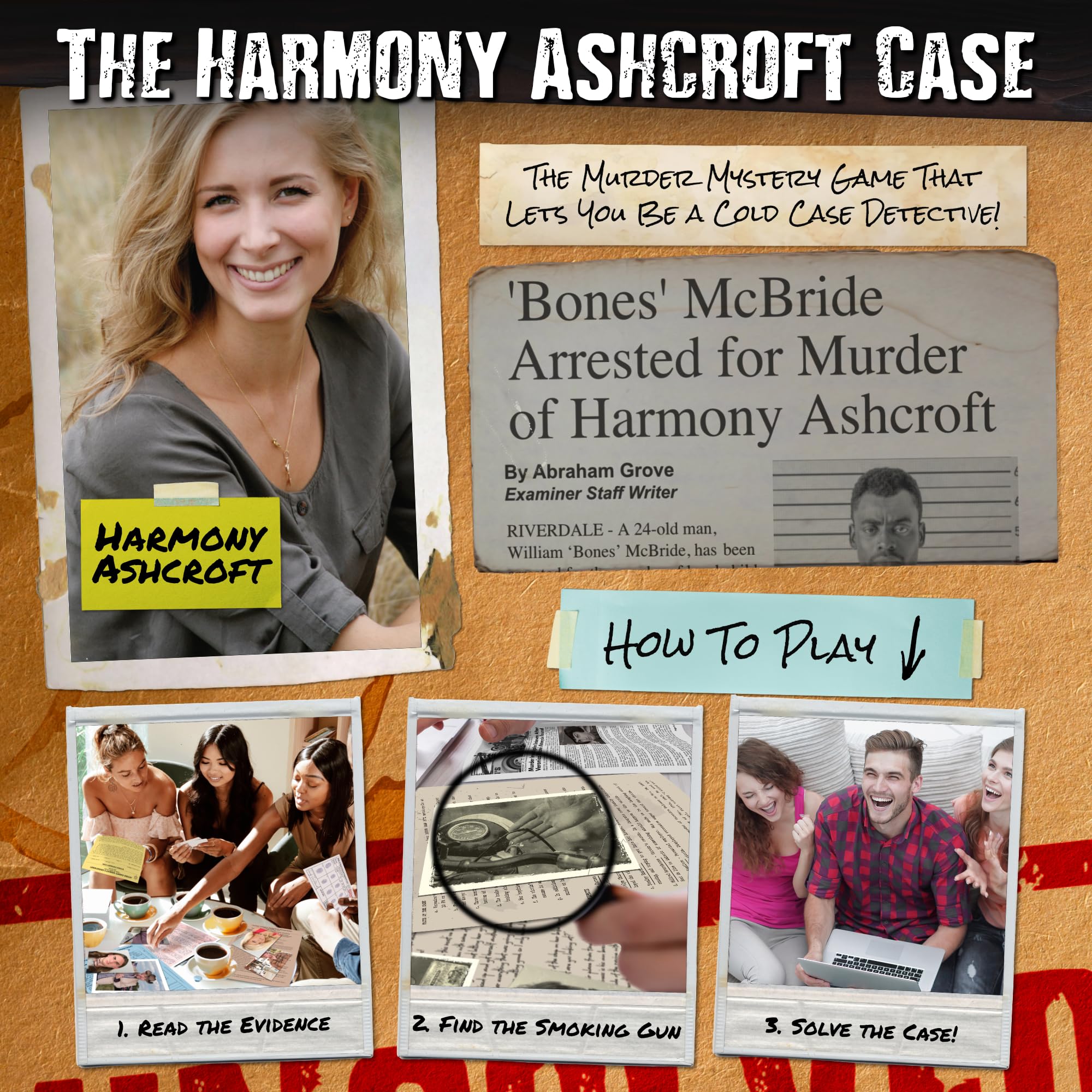Unsolved Case Files | Ashcroft, Harmony - Cold Case Murder Mystery Game - Can You Solve The Crime? Who Killed Harmony? For Ages 14 and up