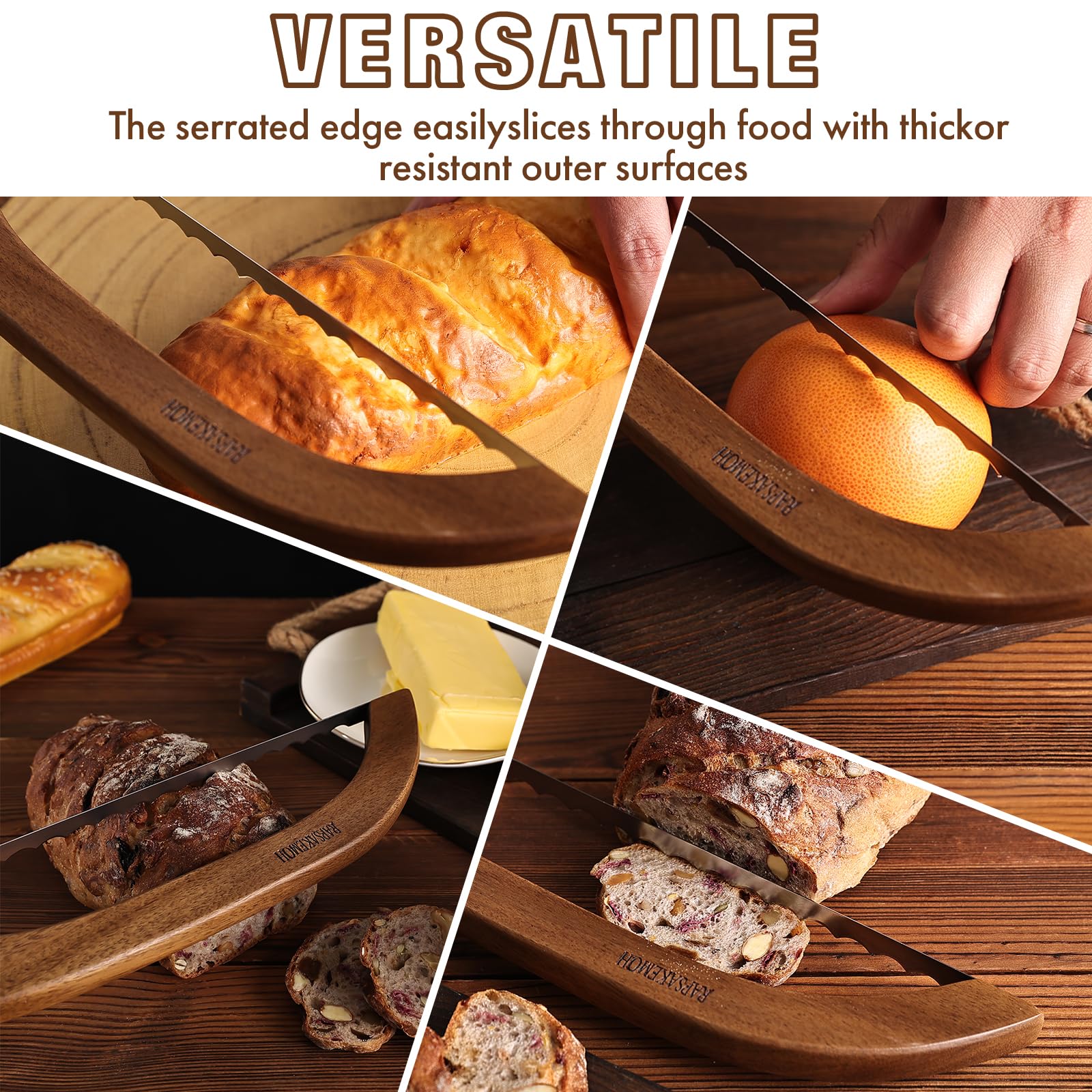 Bread Knife for Homemade Bread,Sourdough bread knife,15.7" Bread slicer for Homemade Bread, Baguettes and More Cuts Thin,Bow Design Easy to Cutting Even Slices