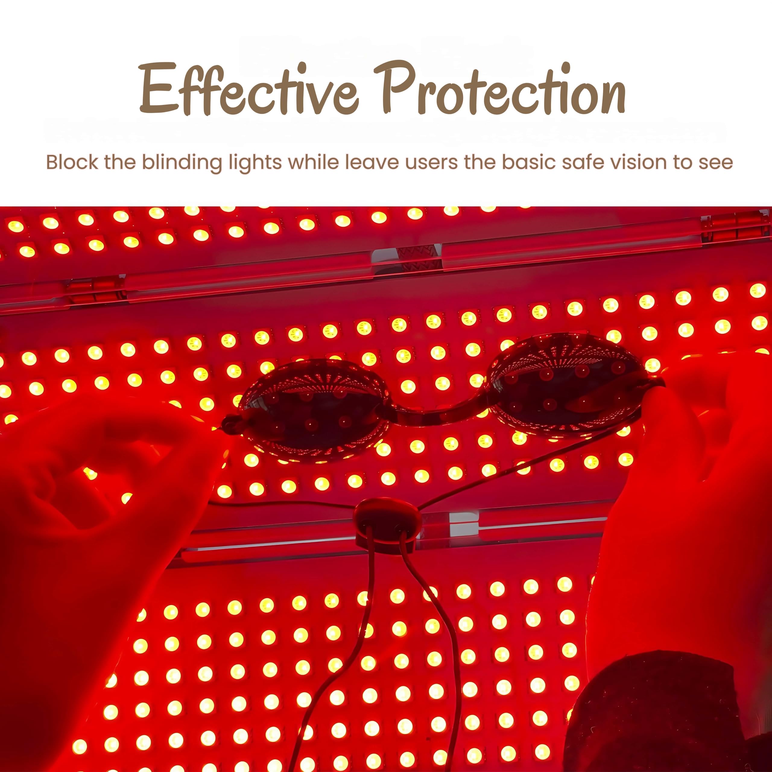Protective Goggles for Red Light Therapy Pack of 2, Safety Glasses for Tanning Use, Eye Protection for Light Therapy without Blocking Light, Safe Transparent See-Through Material, Storage Box Included