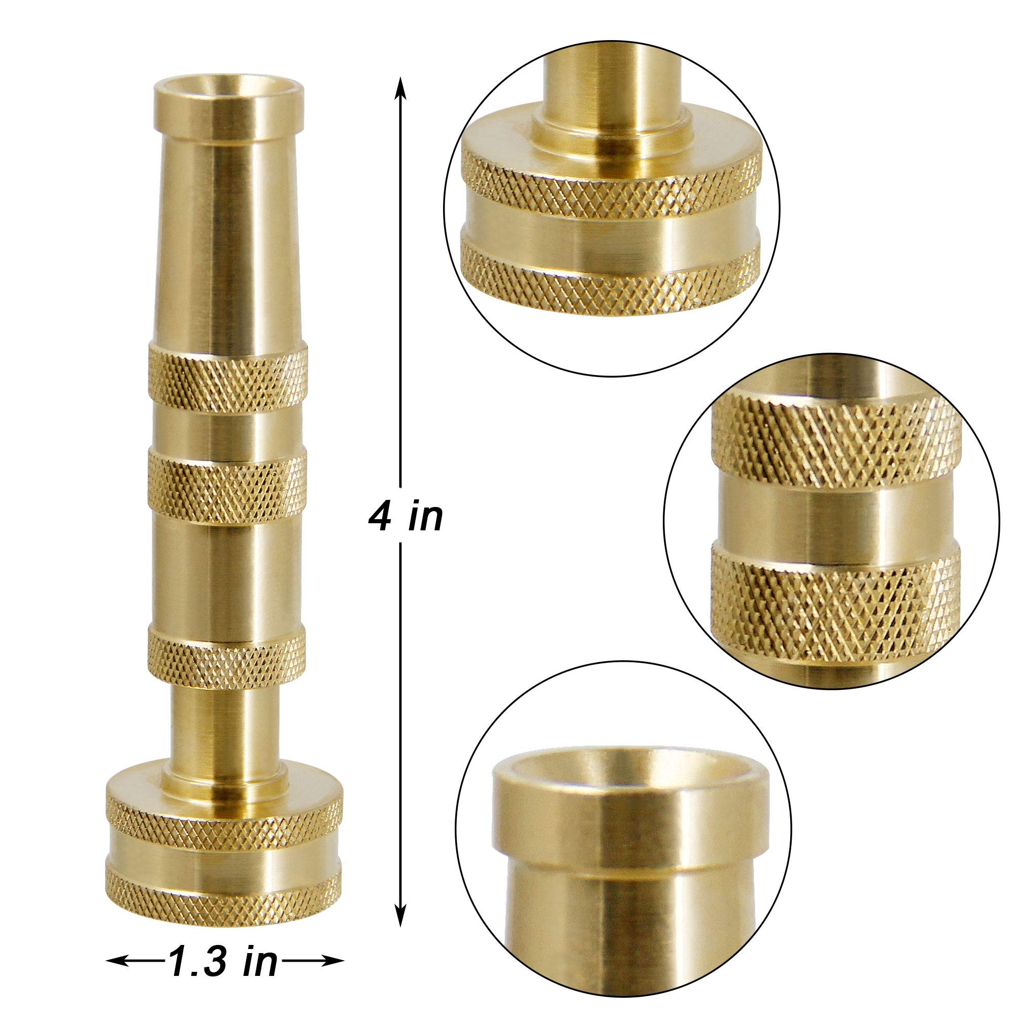 Triumpeek Solid Brass Hose Nozzle, 2 Pack 4" Heavy Duty Brass Garden Hose Nozzle with 10 Rubber Washers