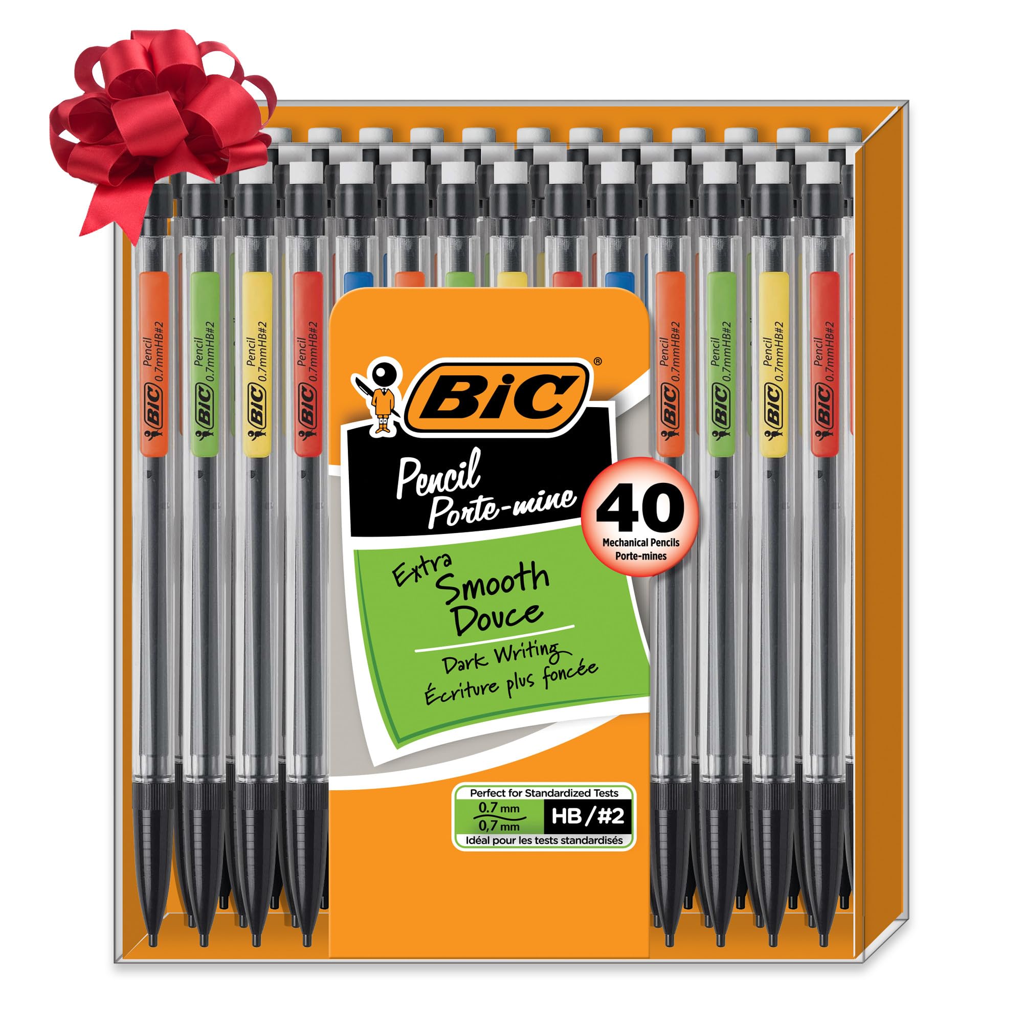 BIC Xtra Smooth Mechanical Pencils with Erasers, Medium Point (0.7mm), Perfect for Everyday Writing, Erases Cleanly, Writes Smooth & Dark, 40-Count Gift Set