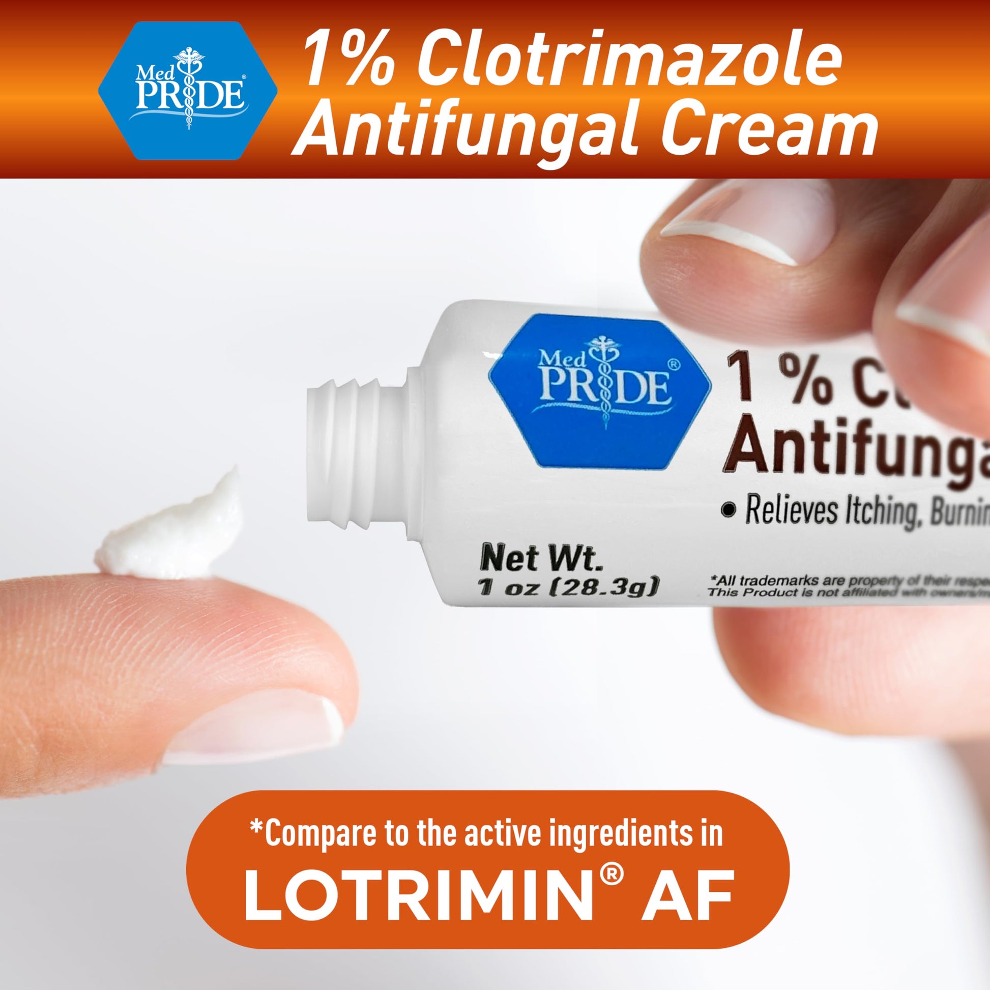 MED PRIDE 1% Clotrimazole Antifungal Cream 1oz- Fungus Skin Care Treatment with - Jock Itch Body Ointment - Fights Infection, Sweat Rash, Athletes Foot, Ringworm & Relieves Itching, Burning