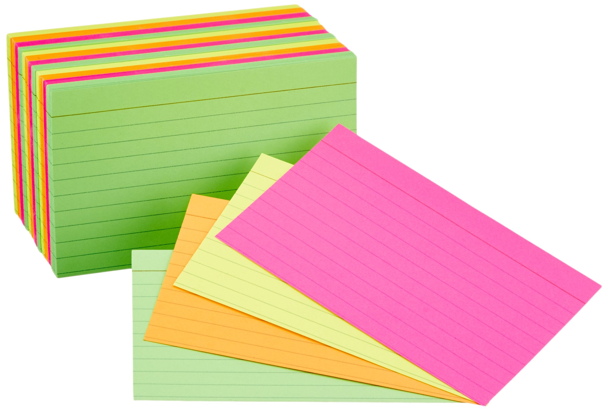 Amazon Basics Ruled Index Flash Cards for Studying and Note Taking, Assorted Neon Colored, 3x5 Inch, 300-Count