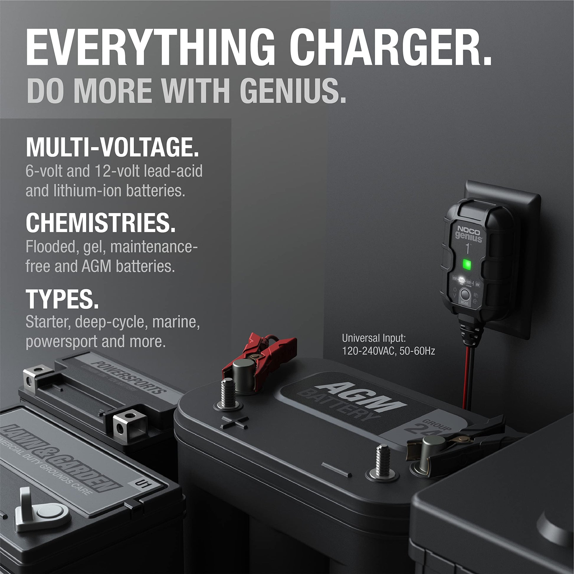 NOCO GENIUS1: 1A 6V/12V Smart Battery Charger – Automatic Maintainer, Trickle Charger & Desulfator with Overcharge Protection & Temperature Compensation – For Lead-Acid & Lithium Batteries