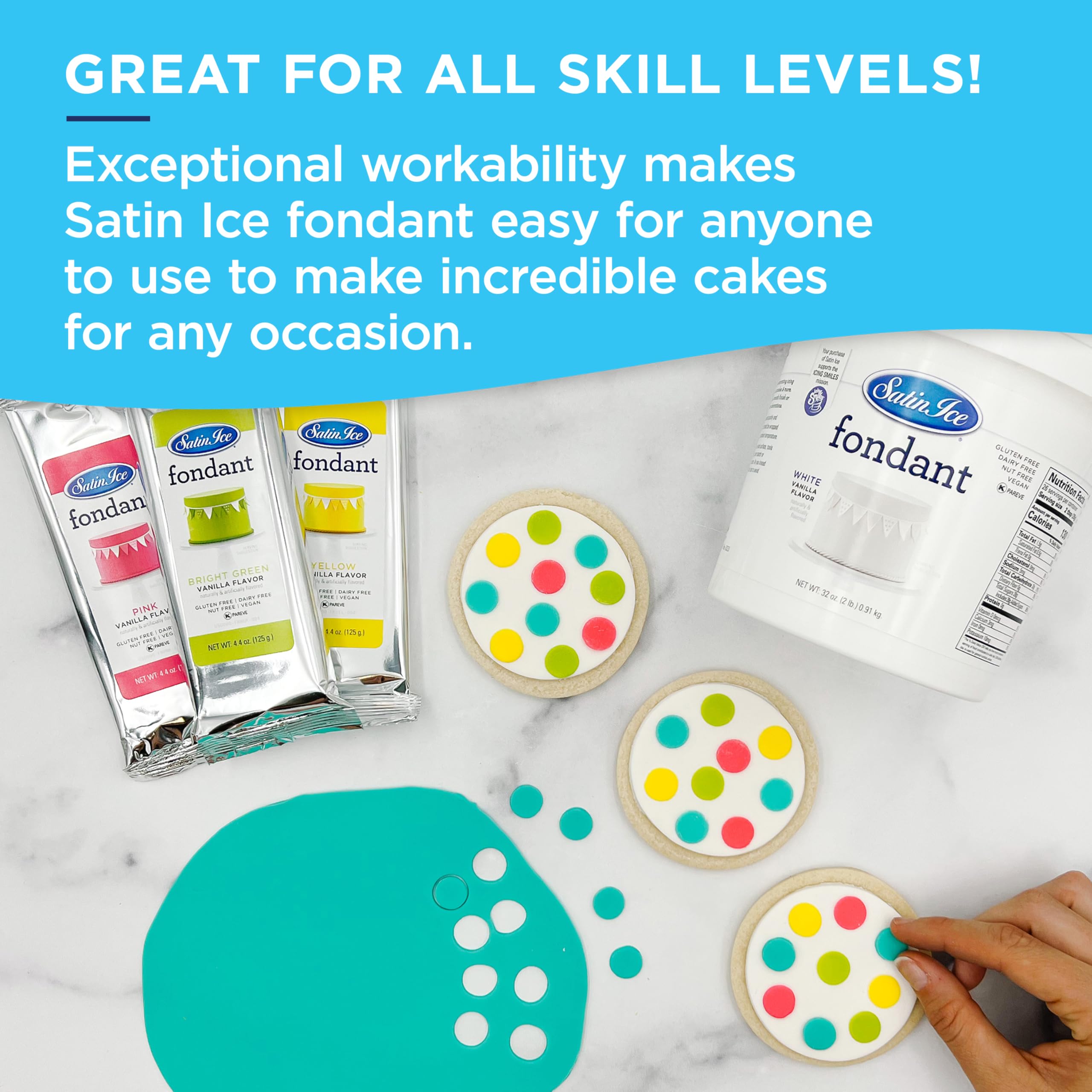 Satin Ice White Fondant, Vanilla, 2 Pounds