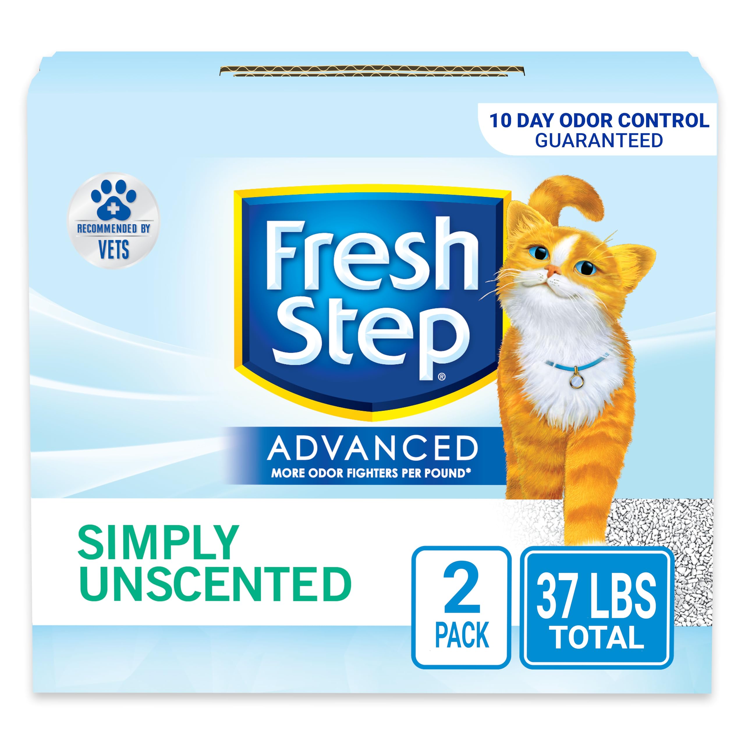 Fresh Step Advanced Simply Unscented Clumping Litter, Fresh Step Unscented Cat Litter Fights Odor on Contact, 37 lbs. (2 x 18.5 lb. Box)