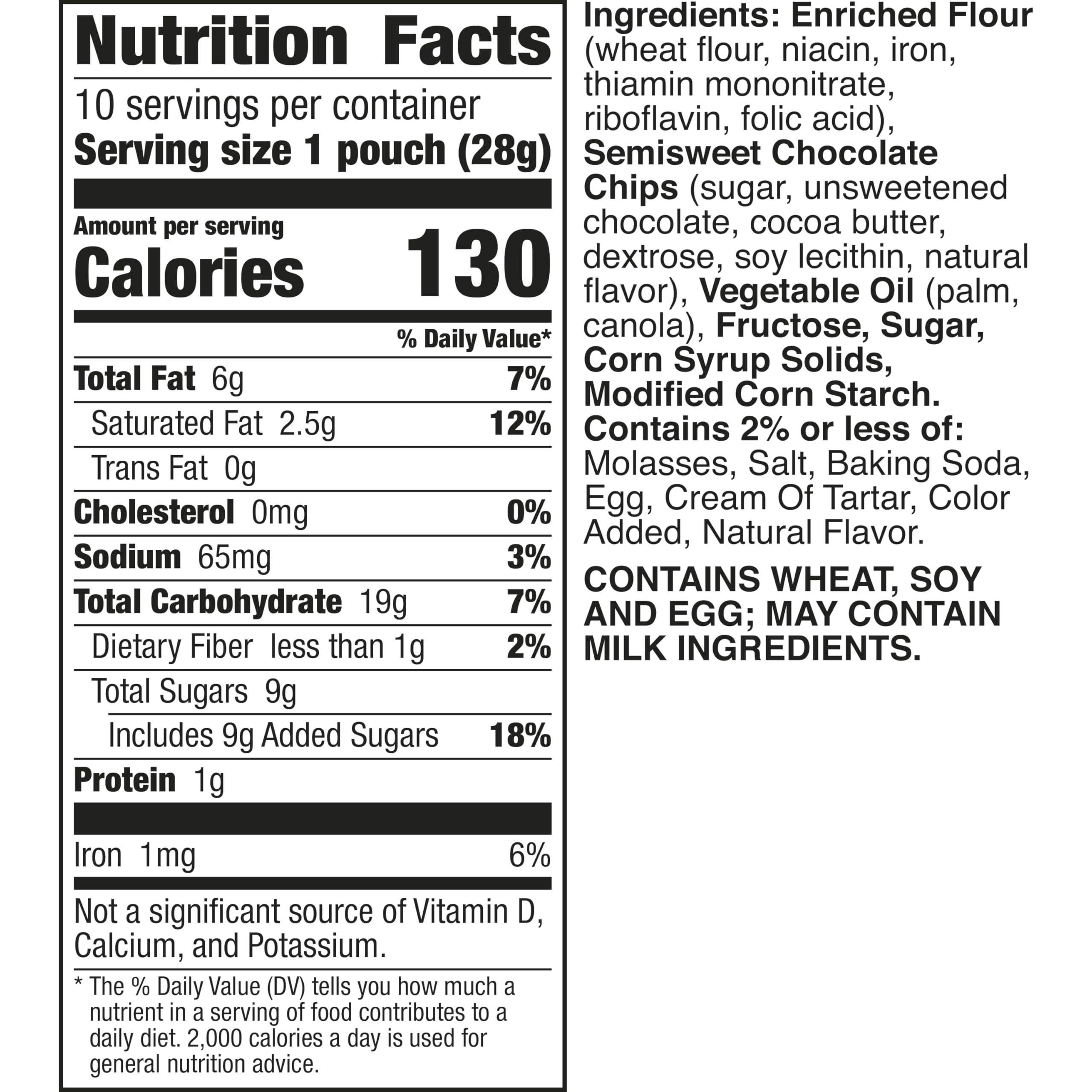 Pillsbury Mini Soft Baked Cookies, Chocolate Chip, Snack Bags, 10 Ct, 10 oz