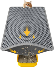 Cat Litter Mat - 23.2'' x 14.6'' Small Litter Trapping Mat, Easy to Clean Litter Box Mat, Waterproof, Urine-Proof, Non-Slip Kitty Litter Mats for Floor, Grey