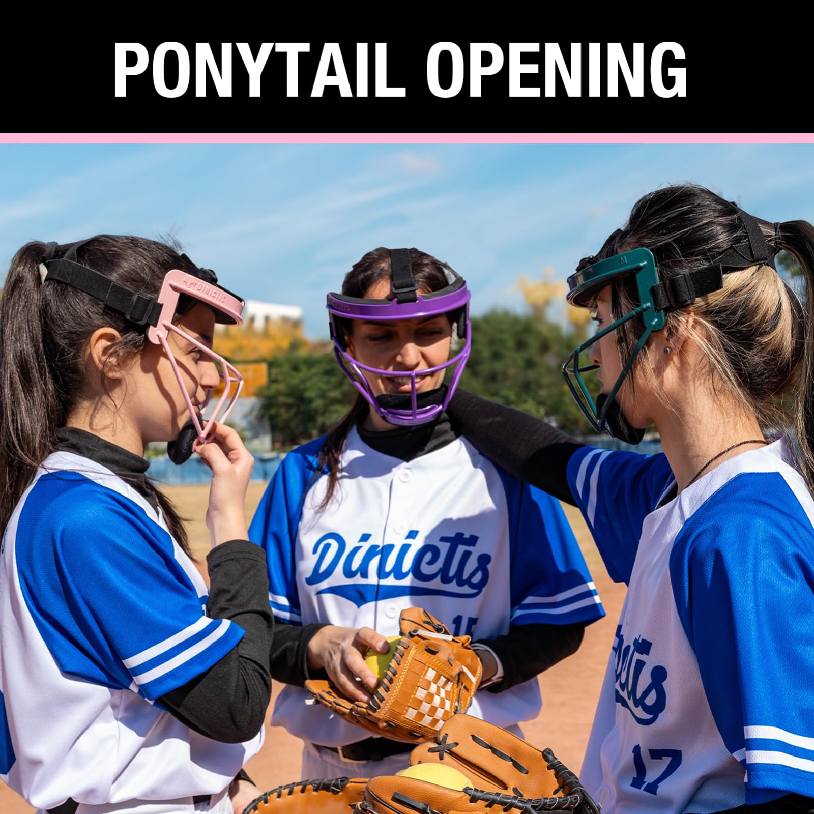 Dinictis Softball Face Mask, Lightweight, Comfortable, with Wide Field Vision, Durable and Safe Face Guards, Premium Protective Softball Fielder's Mask-Pink-Youth(M)