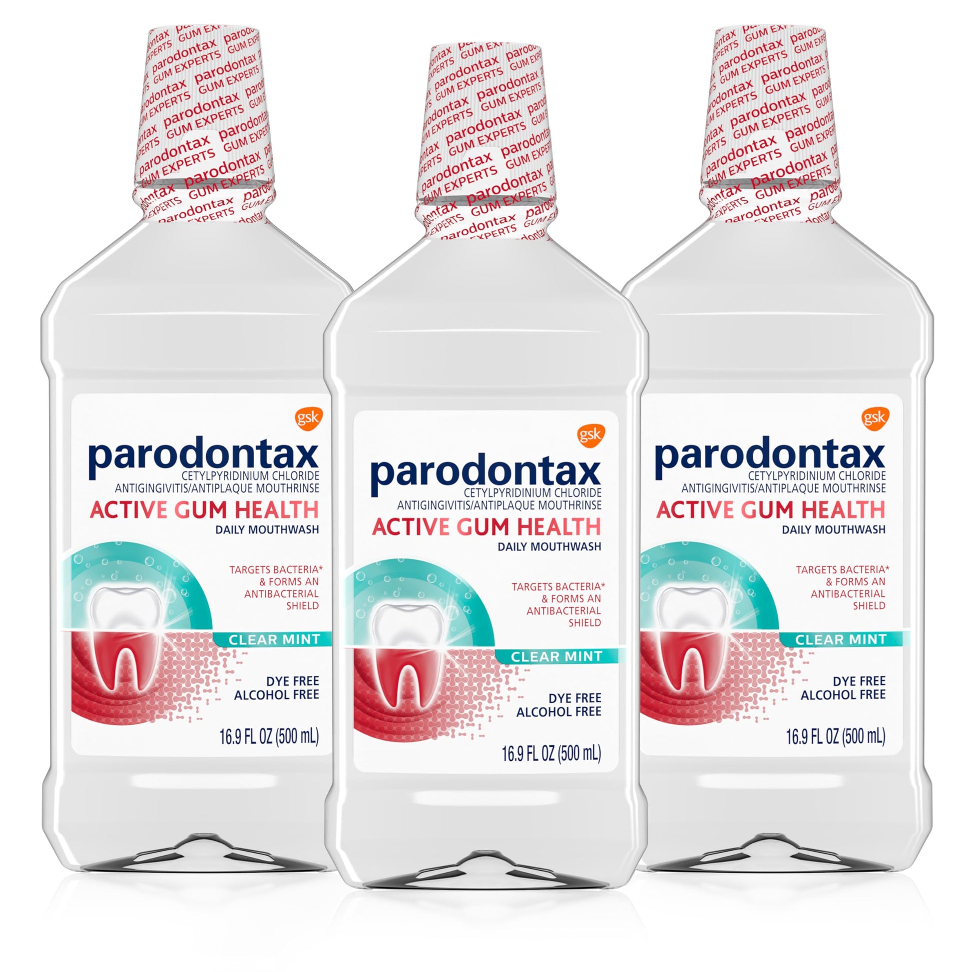 Parodontax Active Gum Health Mouthwash, Antiplaque and Antigingivitis Mouthwash, Mint, 3x16.9 Fl Oz