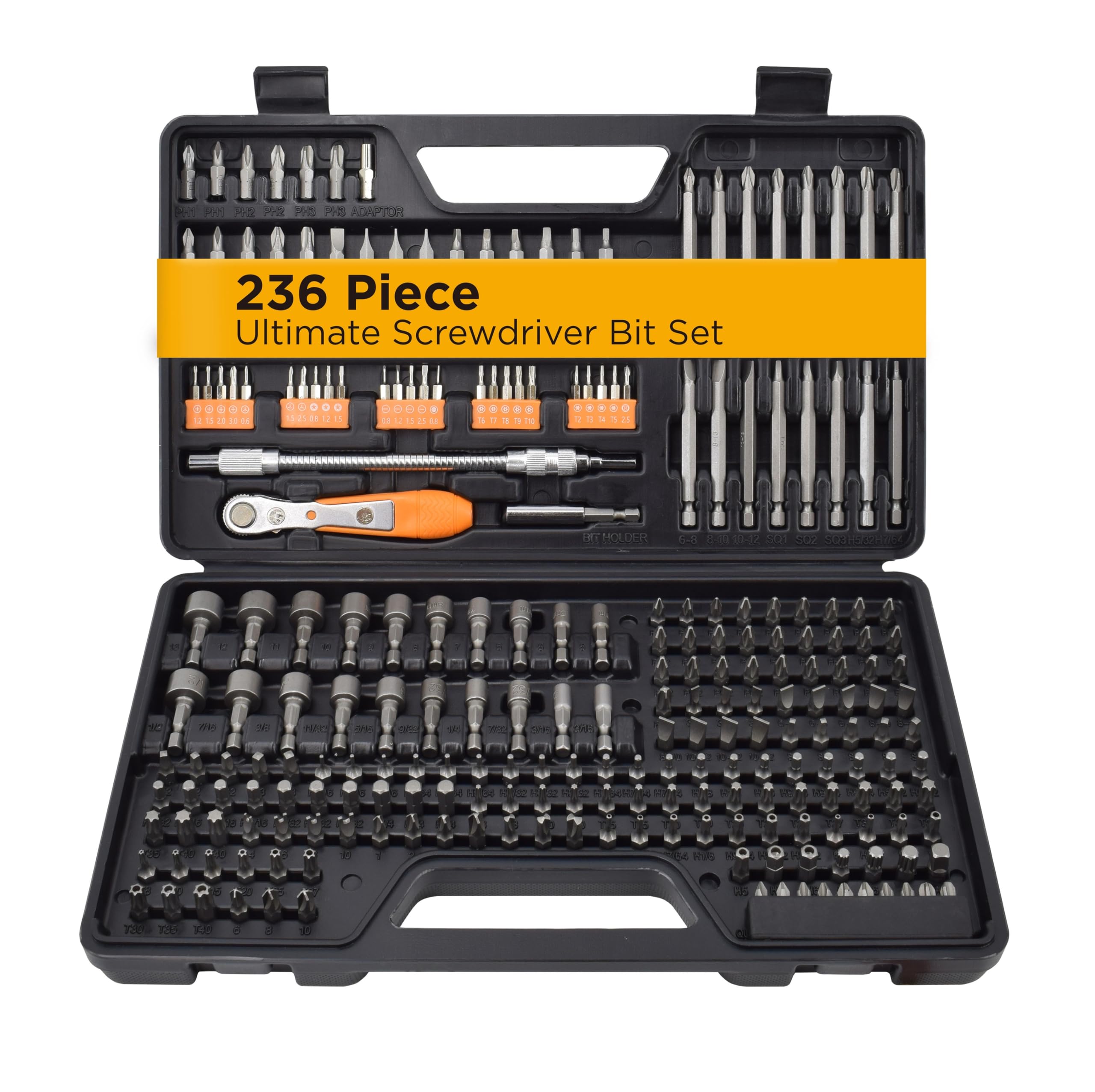 Jackson Palmer 236 Piece Ultimate Screwdriver Bit Set, High Grade Carbon Steel, Includes Hard-to-Find Security Bits & Micro Bits