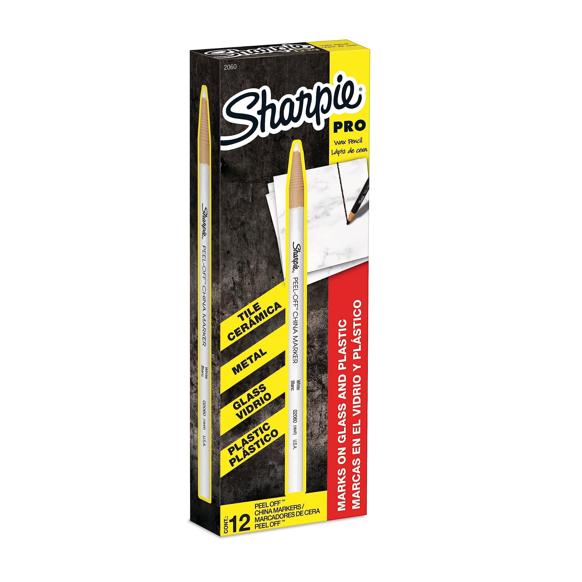 Sharpie Peel-Off China Marker Grease Pencils, White, Box of 12