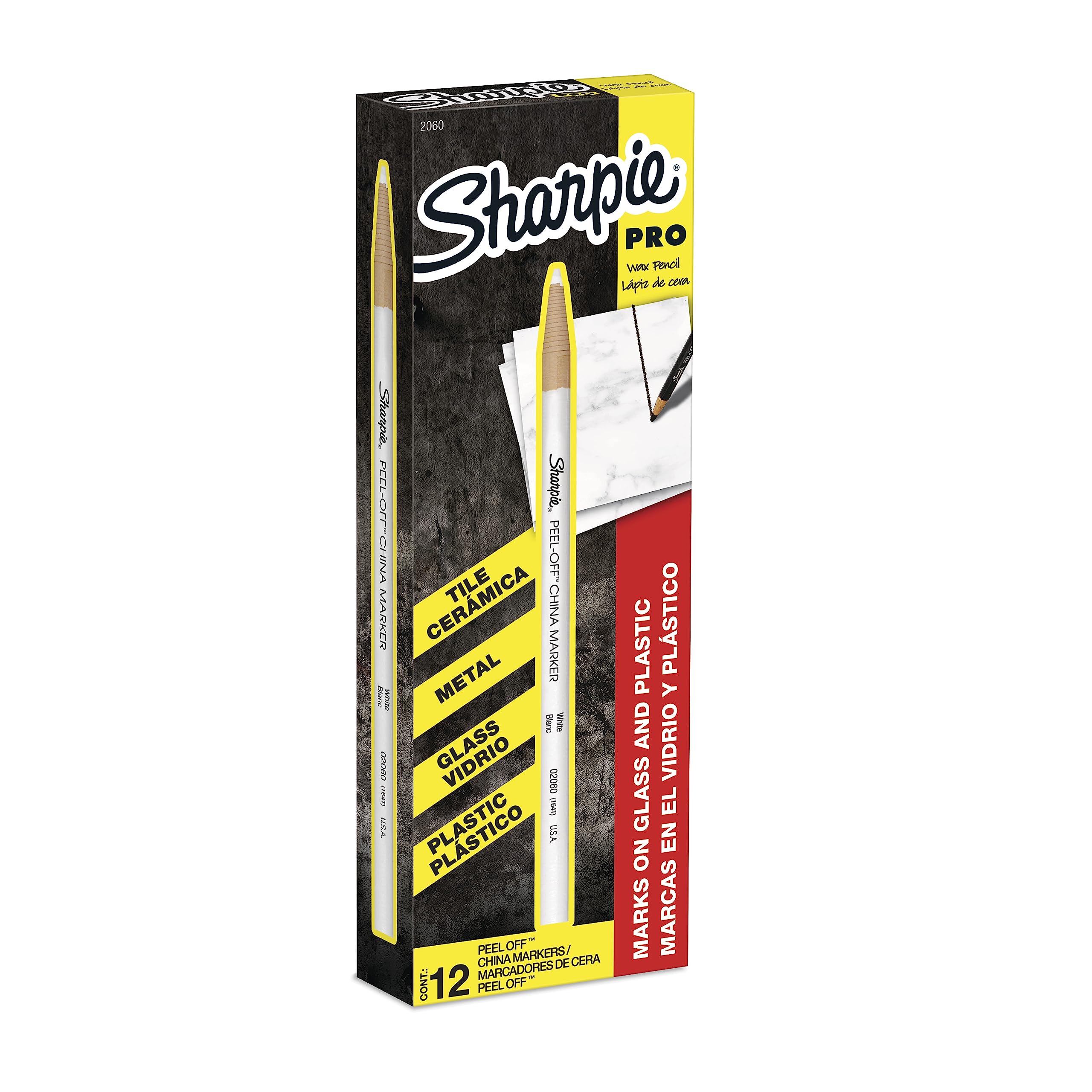 Sharpie Peel-Off China Marker Grease Pencils, White, Box of 12