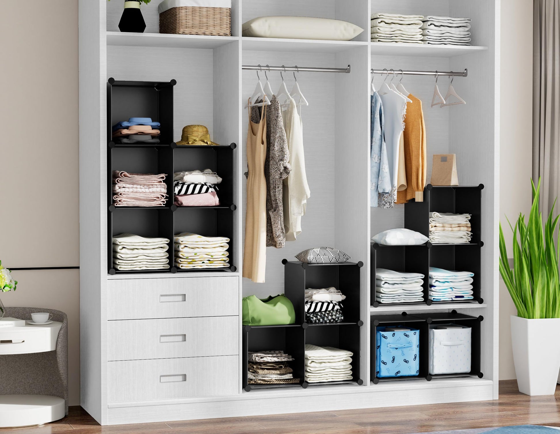 HOMIDEC 6-Cube Storage Organizer, Closet Organizer Storage Cabinet Shelf Bookcase Bookshelf,Storage Cubes Organizer Cabinet for Kids,Closet, Bedroom,Bathroom