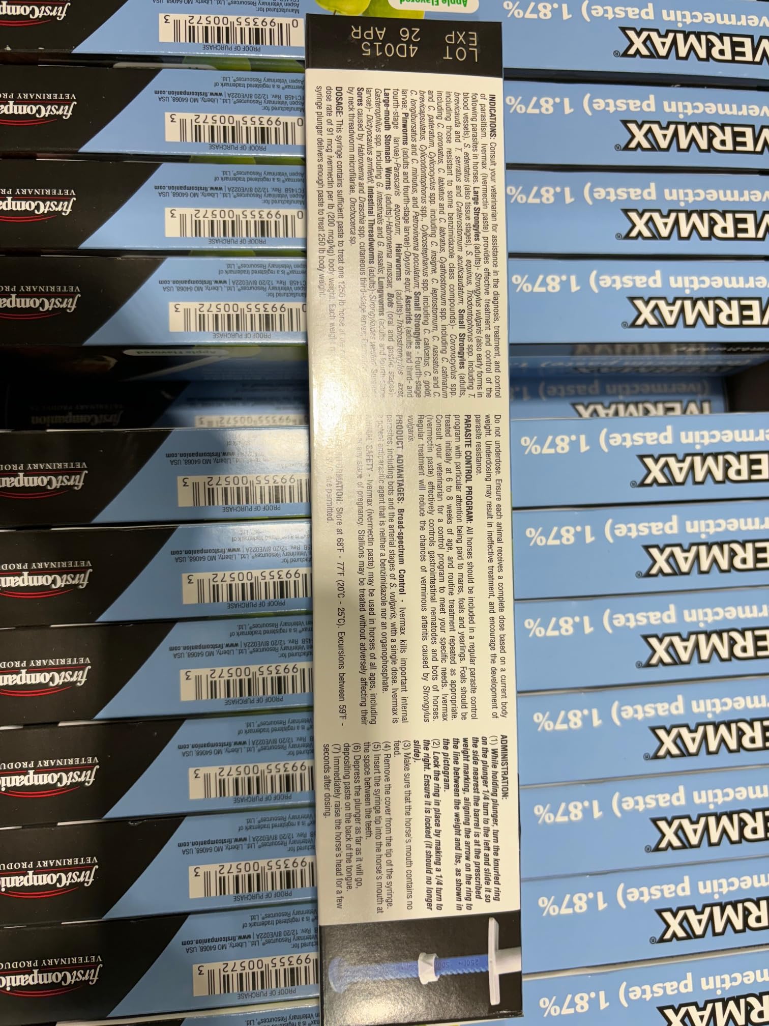 First Companion Ivermax (Ivermectin) Equine Paste 6.08 Gram 1 Pack, Blue