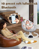 Electric Baby Swing for Infants to Toddler Portable Babies Swing Timing Function 5 Swing Speeds Bluetooth Touch Screen Music Speaker with 10 Preset Lullabies 5-Point Carabiner Gray