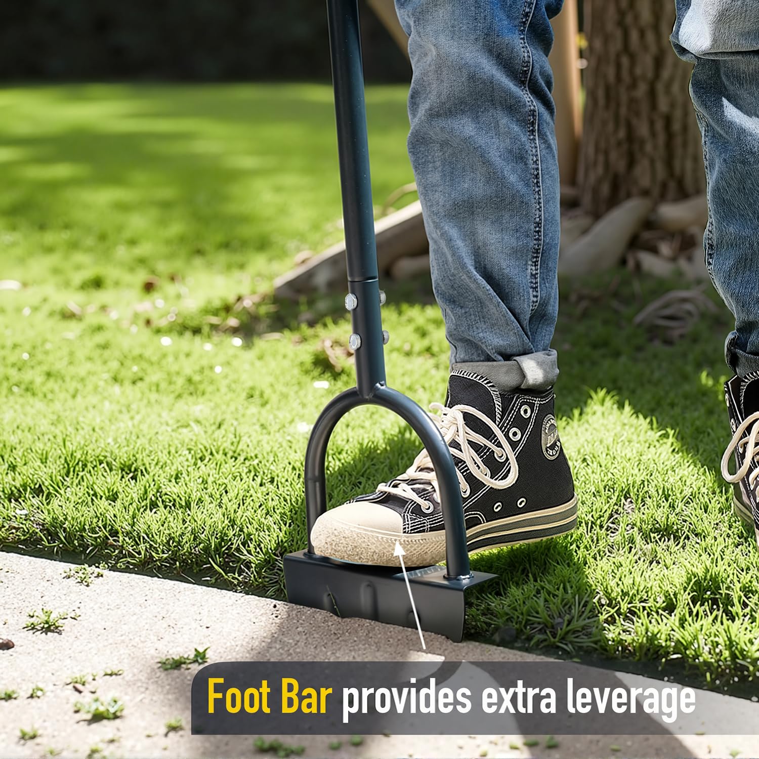 Colwelt Saw-Tooth Edger Lawn Tool, Half Moon Lawn Edger with T-Grip, Sidewalk Grass Long Handled Step Edger, 38-Inch