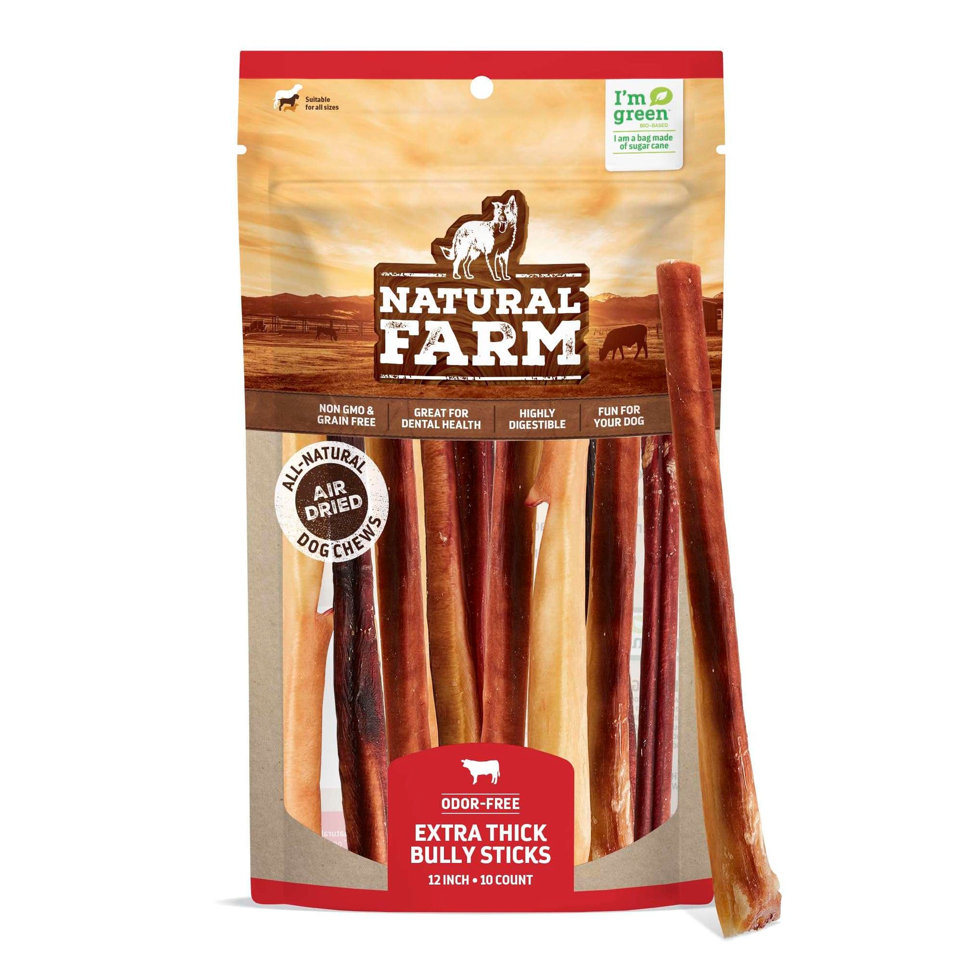 Natural Farm Odor-Free Bully Sticks (6 Inch, 20 Pack), 100% Beef Chews for Pups, Small and Medium Dogs, Non-GMO, Grain-Free, Fully Digestible, Natural Treats to Keep Your Dog Busy