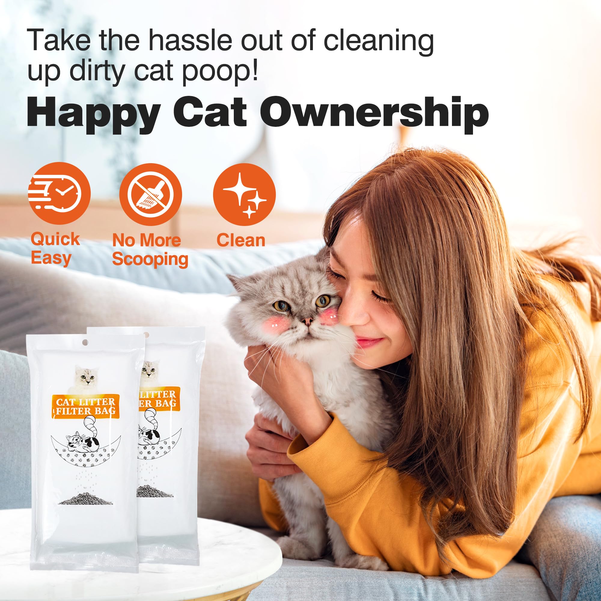 ADDPETS Sifting Litter Box Liners 14 Count,Drawstring Jumbo Cat Litter Bags Fits All Litter Box,Cat Products