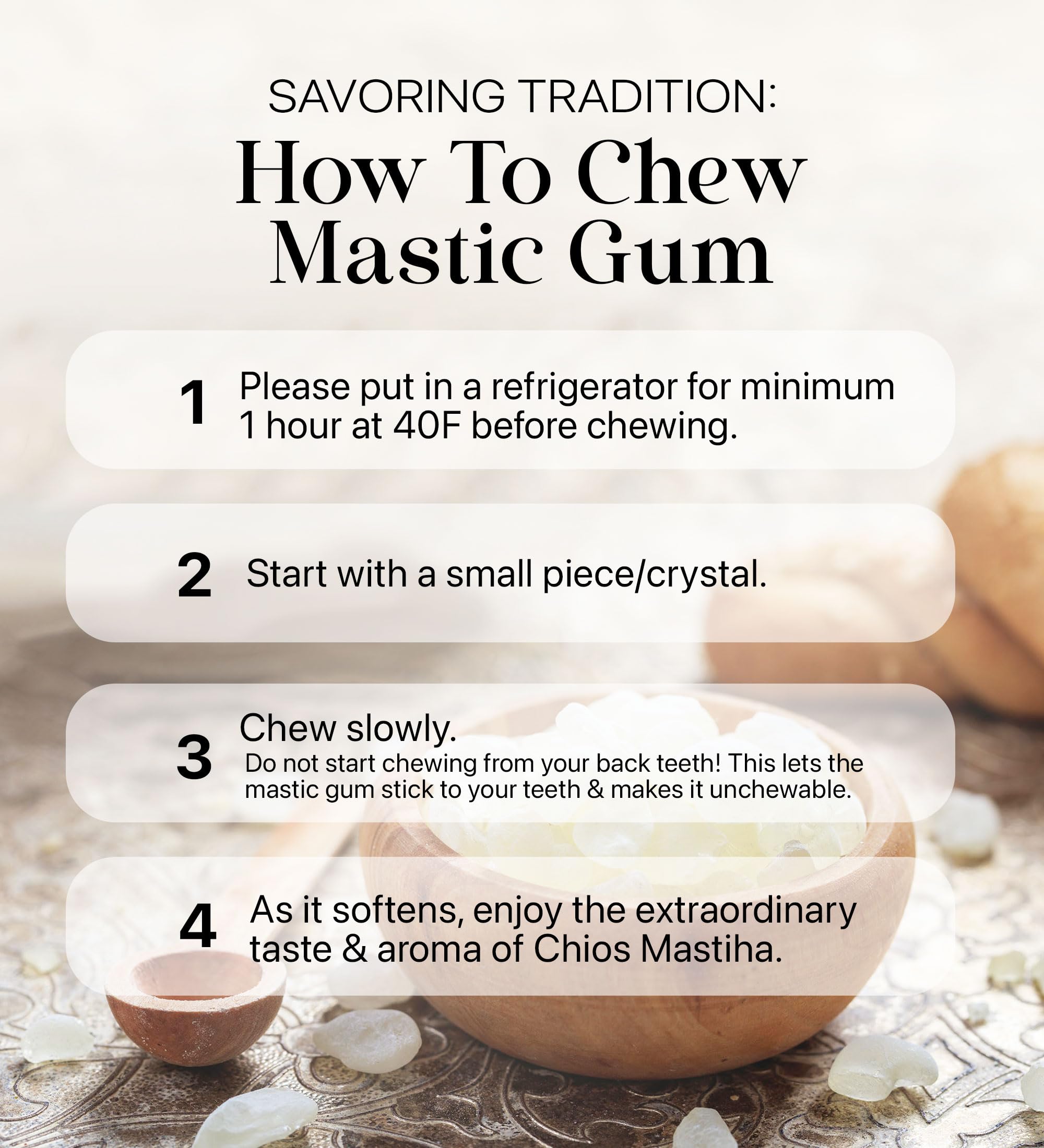 Cerez Pazari Natural Mastic Gum 0.88 oz (25g), Greek Chios Pure Resin, Sugarless Gum Made From Resin Of Mastiha Trees, Jaw Exerciser, Vegan, Non-GMO