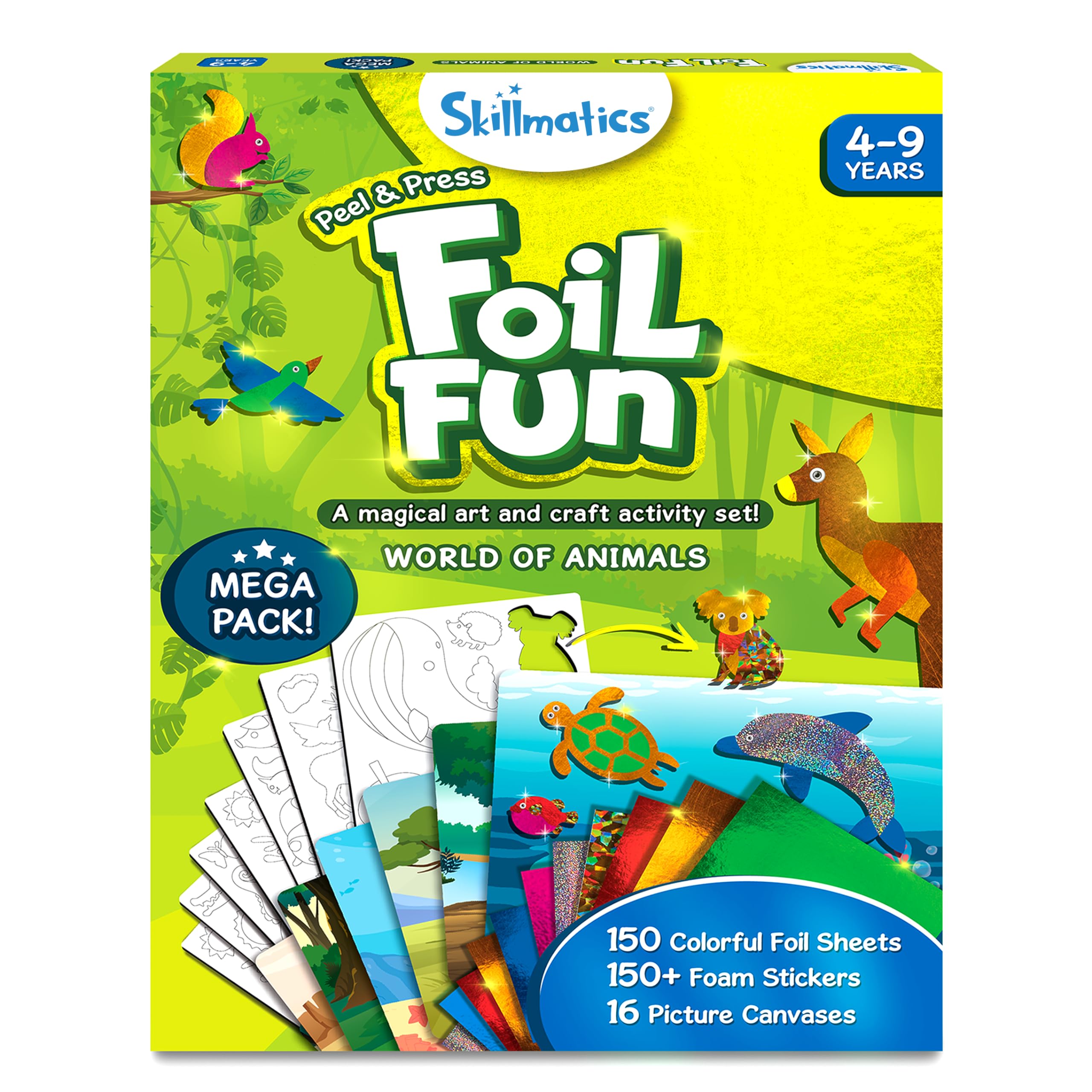 Skillmatics Art & Craft Activity - Foil Fun Dinosaurs, No Mess Art for Kids, Craft Kits & Supplies, DIY Creative Activity, Christmas Gifts for Boys & Girls Ages 4, 5, 6, 7, 8, 9, Travel Toys