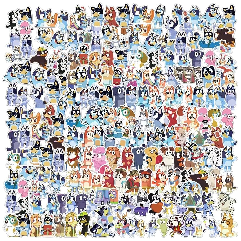 100 Cartoon Stickers Colorful Aesthetic VSCO Vinyl/PVC Waterproof Decals for Water Bottle, Hydroflask, Guitar, Luggage, Phone, Case, Laptop, Skateboard, Gift for Kids, Teens, Boys and Girls (Blue 100)