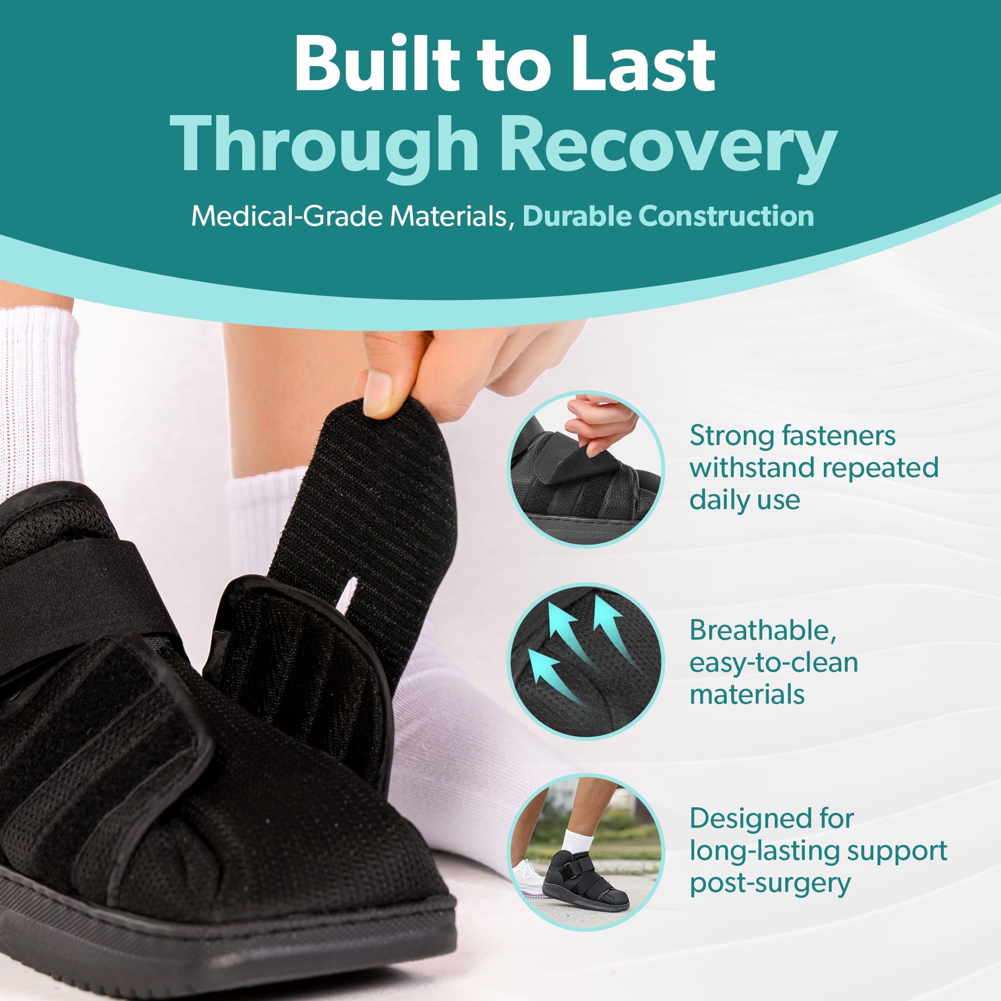 BraceAbility Closed Toe Medical Walking Shoe - Lightweight Broken Toe Cast Boot, Fractured Foot Brace for Metatarsal Stress Fracture, Post-op Bunion, Hammertoe Recovery - For Men or Women (M)