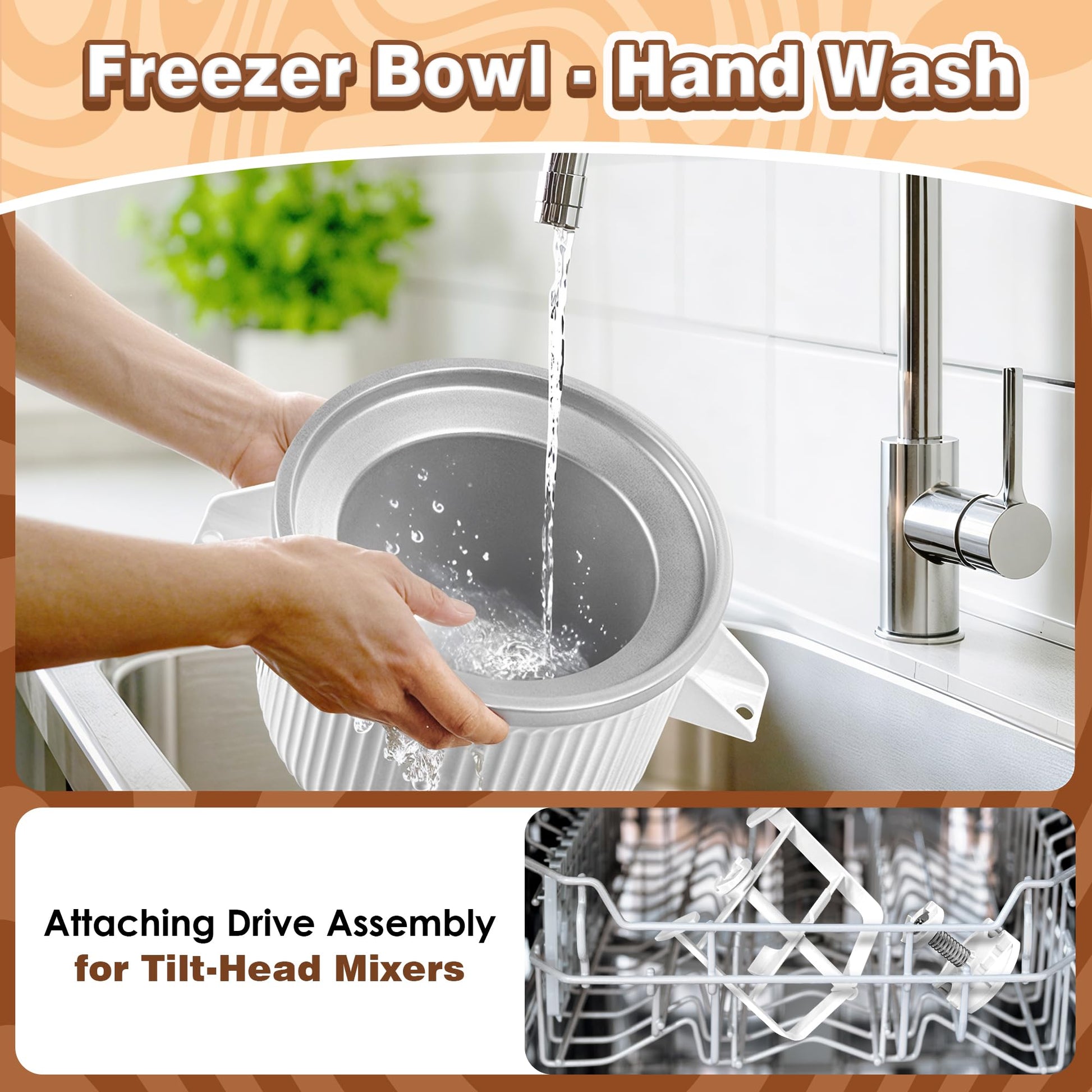 Ice Cream Maker Attachment for KitchenAid Stand Mixer, Compatible with KitchenAid 4.5/5QT/6QT accessories and attachments, 2 Quart for kitchenaid mixer attachments Frozen Yogurt/Gelato Maker