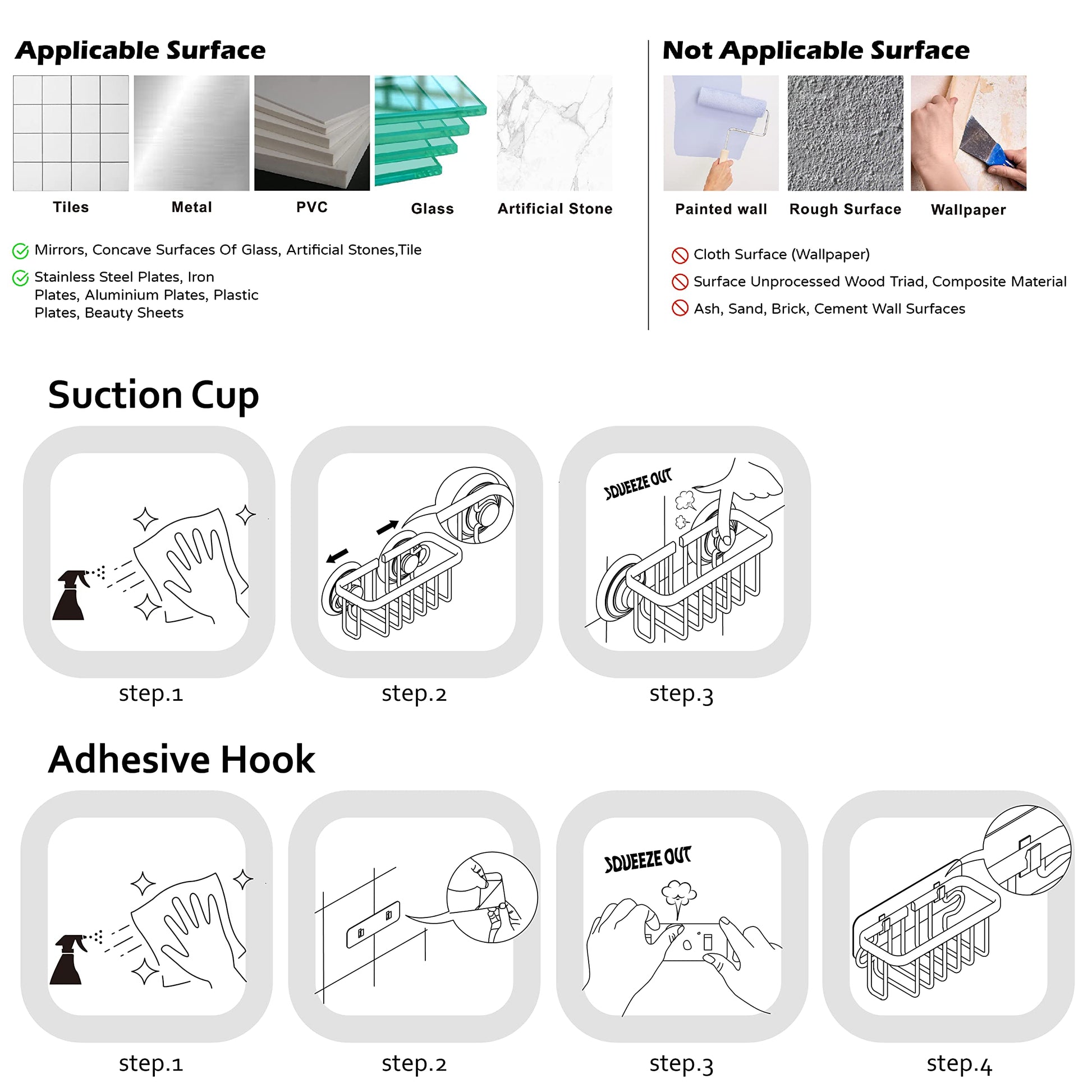 SunnyPoint NeverRust Kitchen & Bathroom Sink Caddy for Sponges, Scrubbers, Soap, 6" x 2.5" x 2.75", with Adhesive Mount - Additional Suction Cup Included –Aluminum (Black)